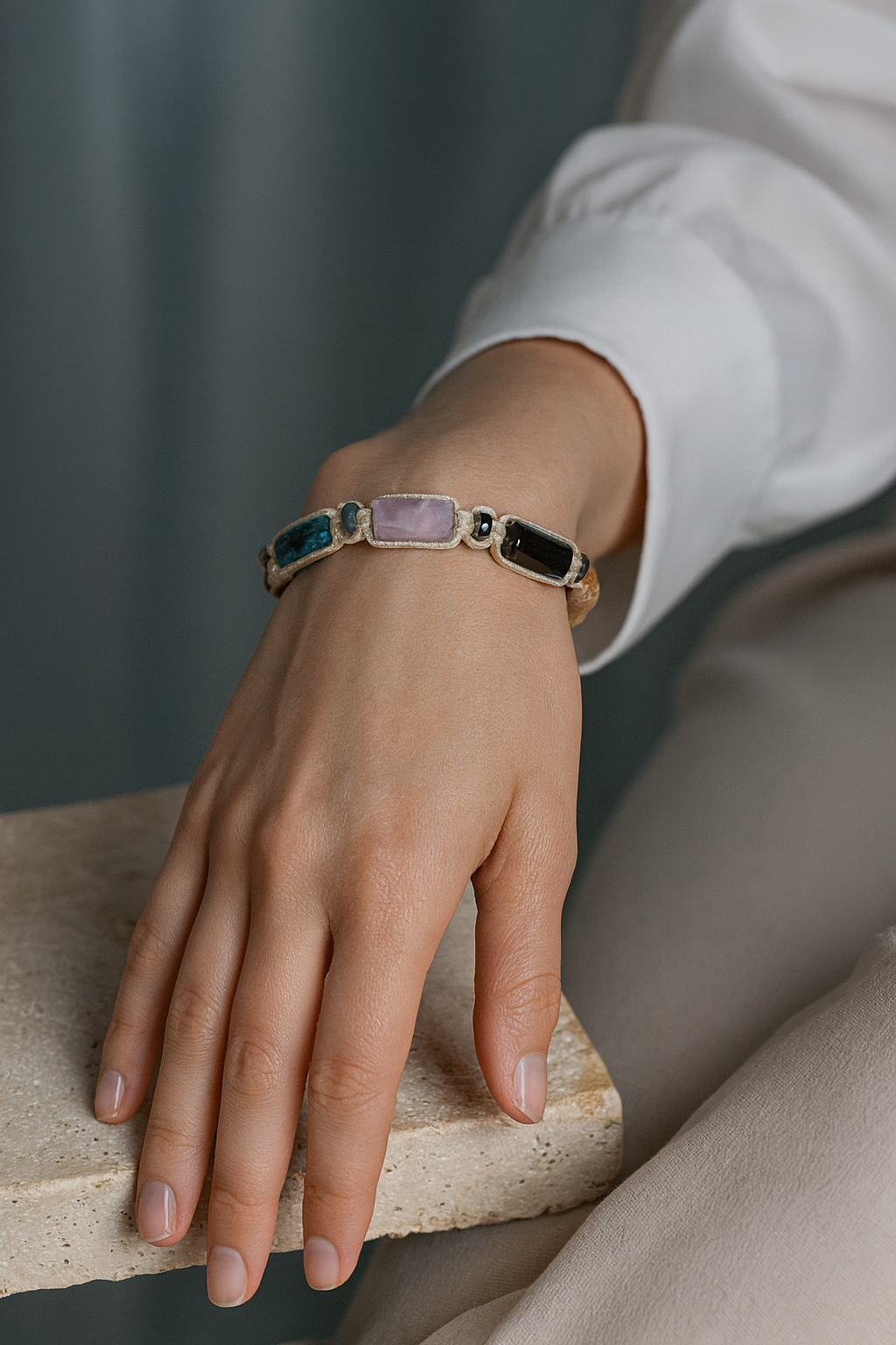 Laboratory Certified Virgo Zodiac Natural Stone Macramé Woven Bracelet