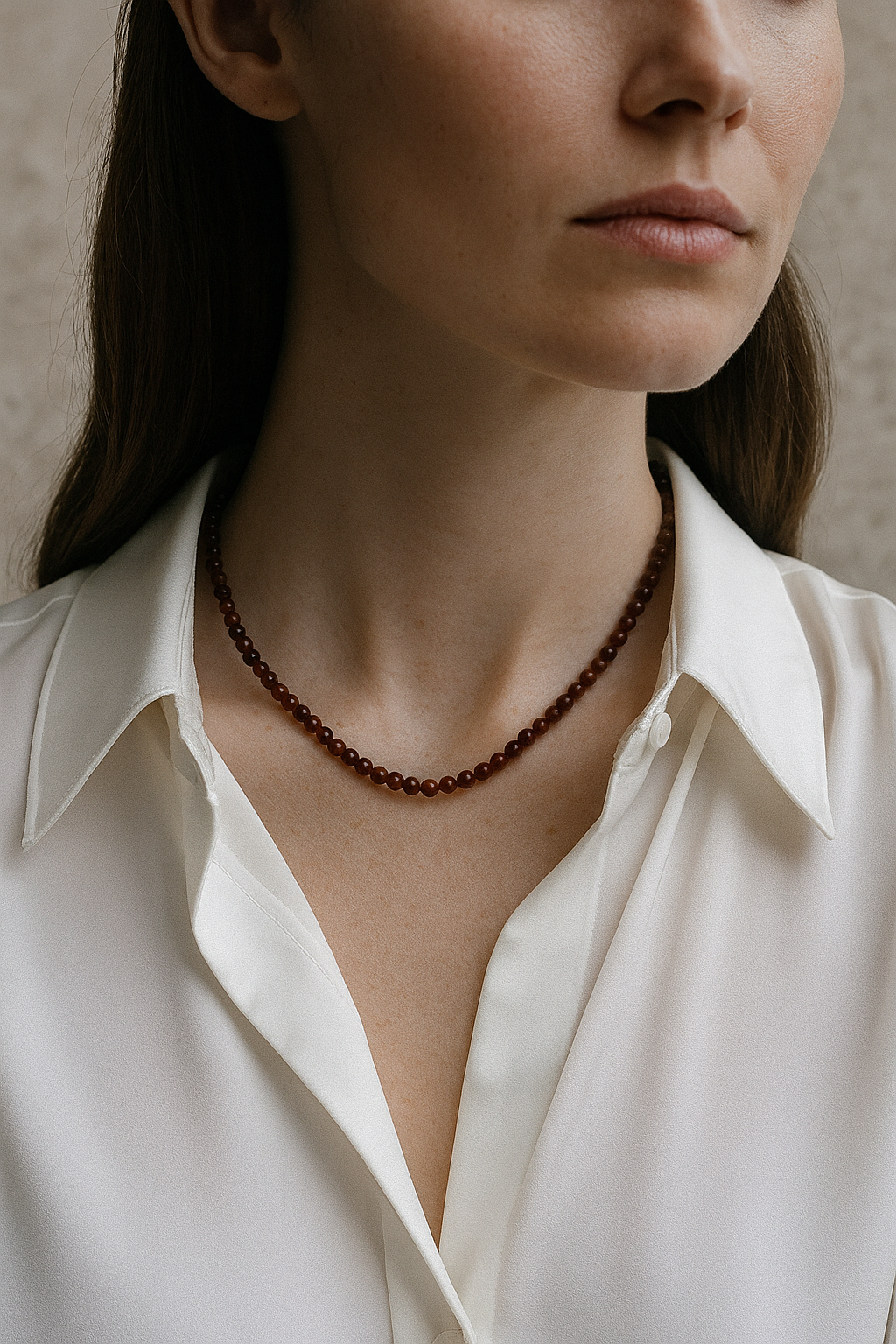 Laboratory Certified Garnet Natural Stone Necklace 4 mm