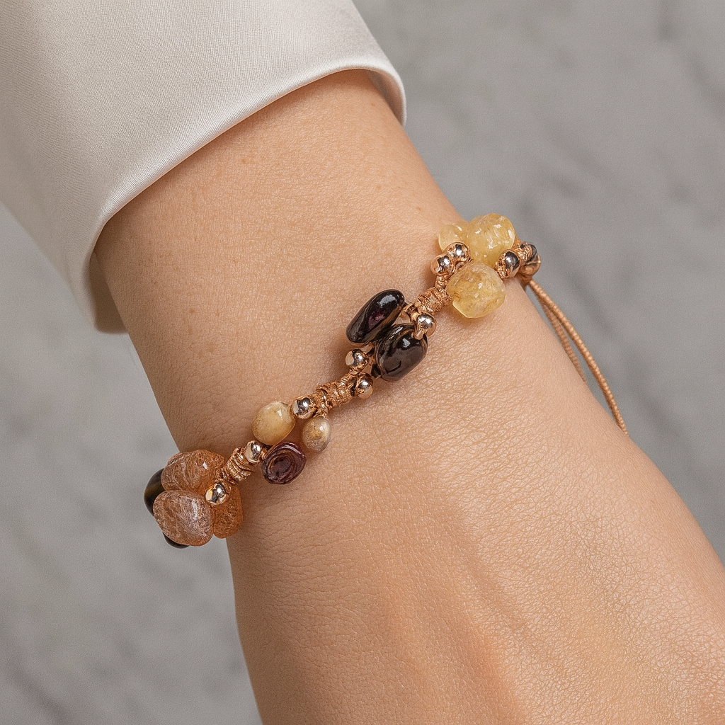 Leo Zodiac Natural Stone Handmade Macramé Bracelet