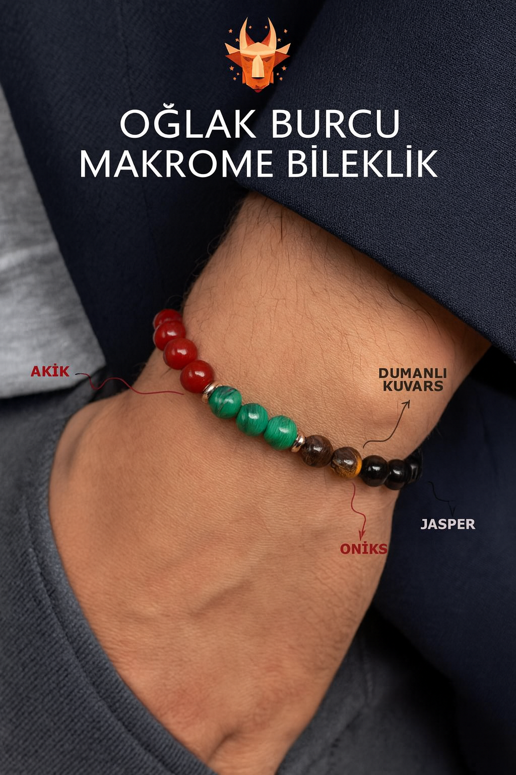 Laboratory Certified Capricorn Zodiac Natural Stone Macramé Bracelet