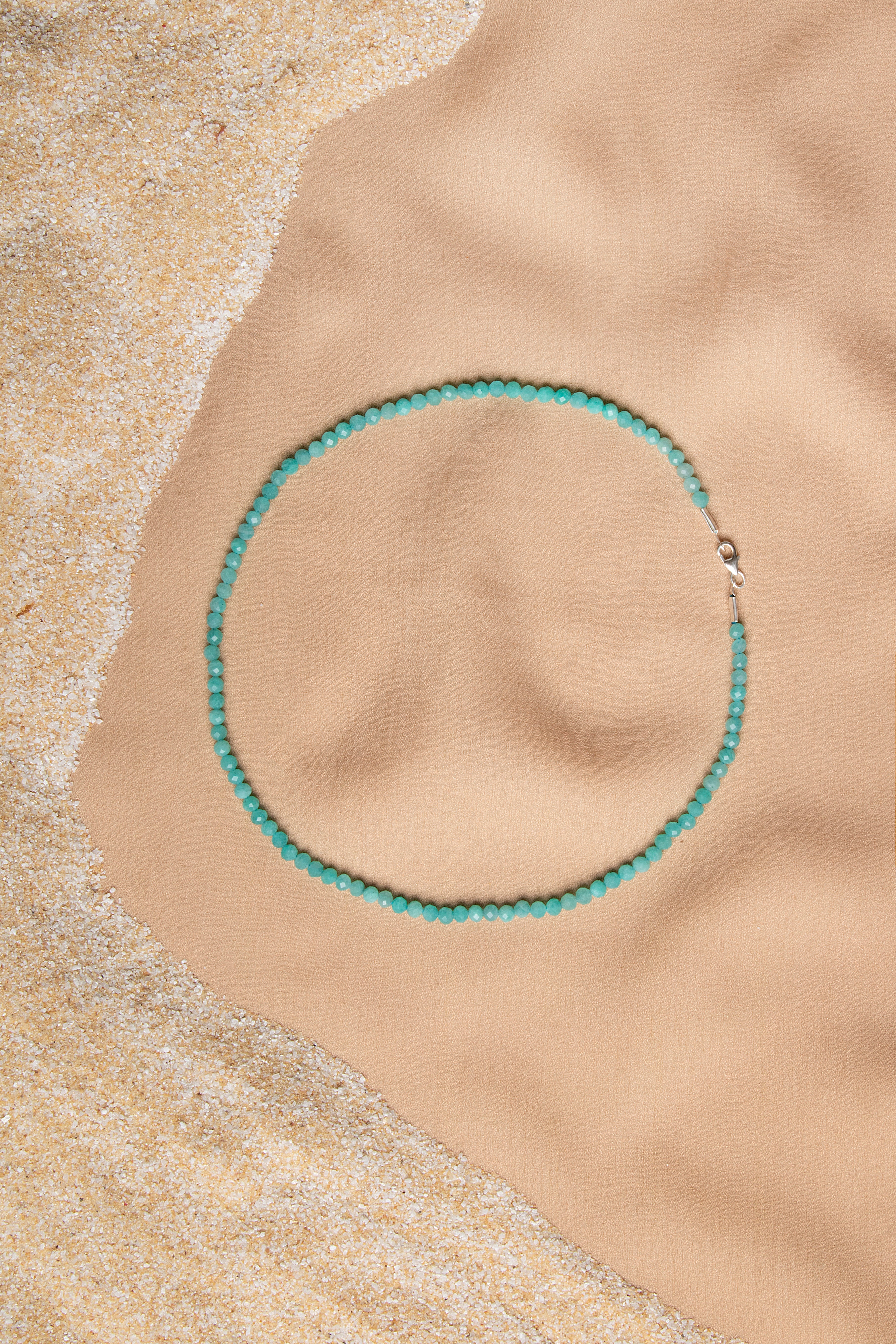 Laboratory Certified Amazonite Natural Stone Necklace 3–4 mm