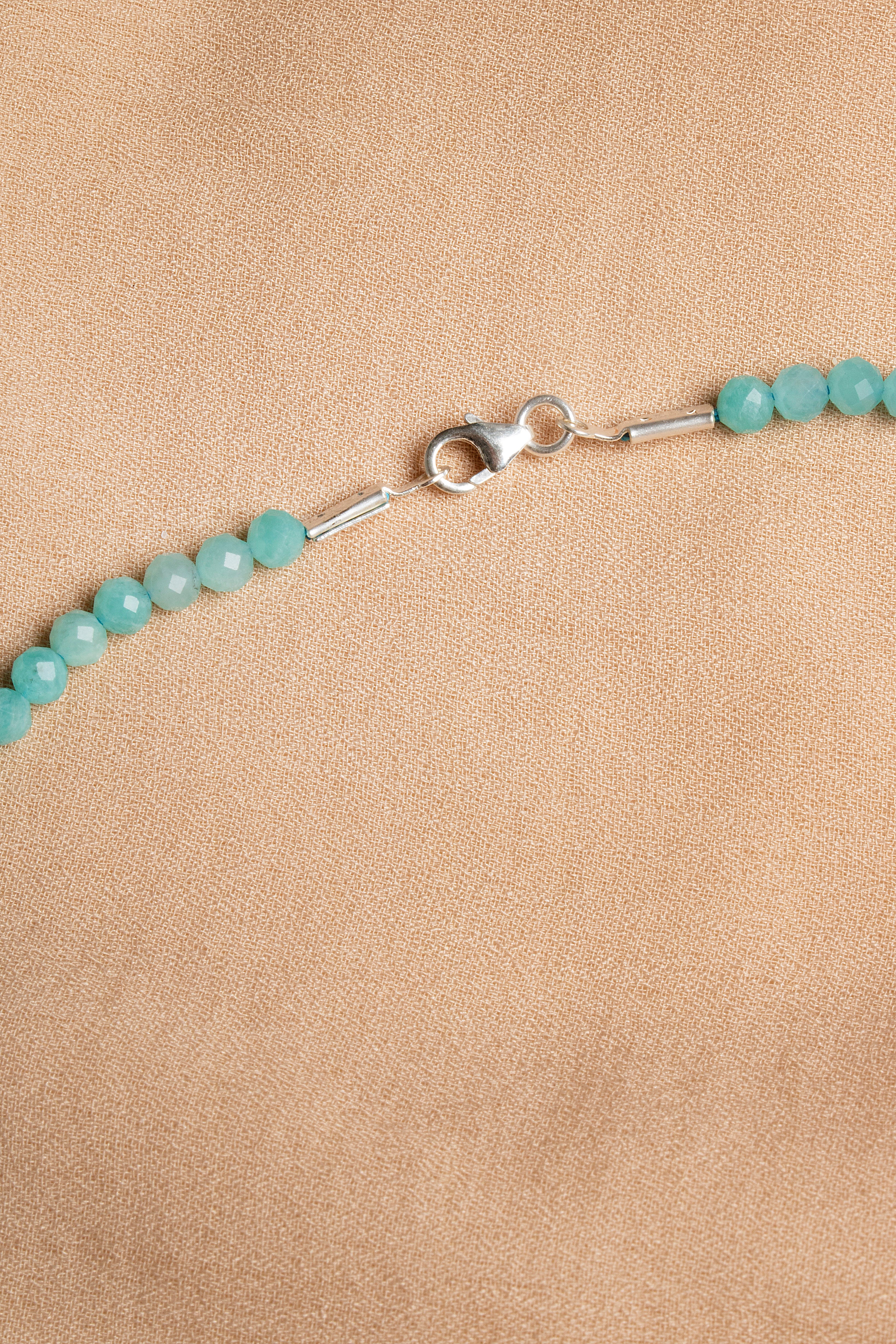 Laboratory Certified Amazonite Natural Stone Necklace 3–4 mm