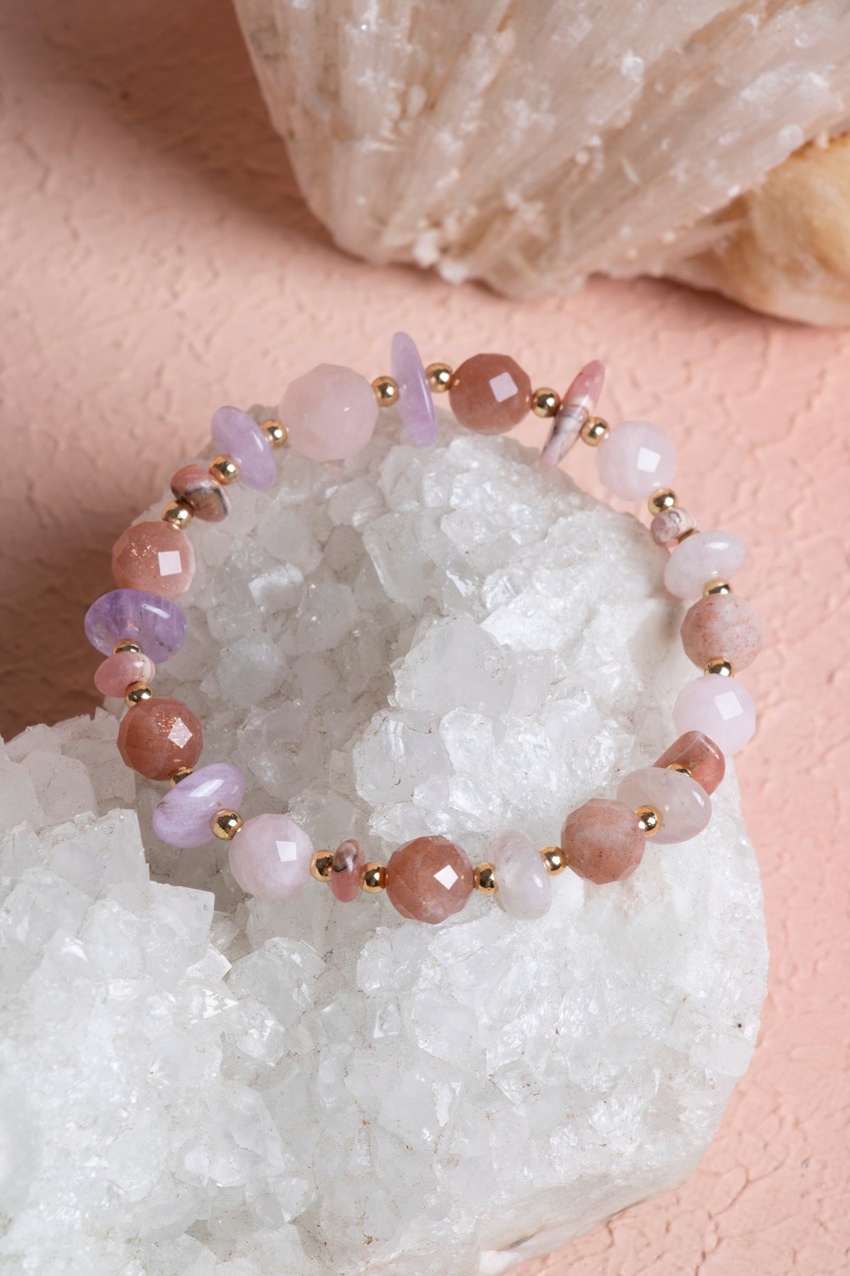 Laboratory Certified Rose Quartz & Amethyst Natural Stone Bracelet