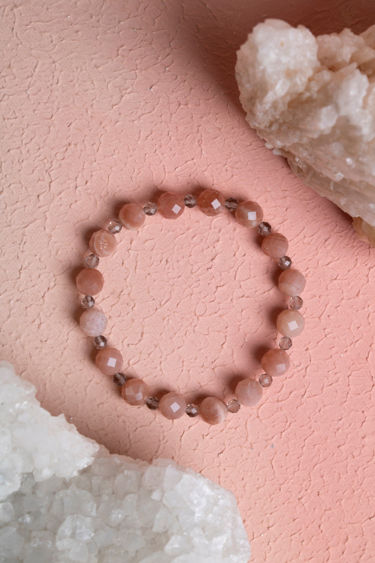 Laboratory Certified Sunstone & Smoky Quartz Natural Stone Bracelet