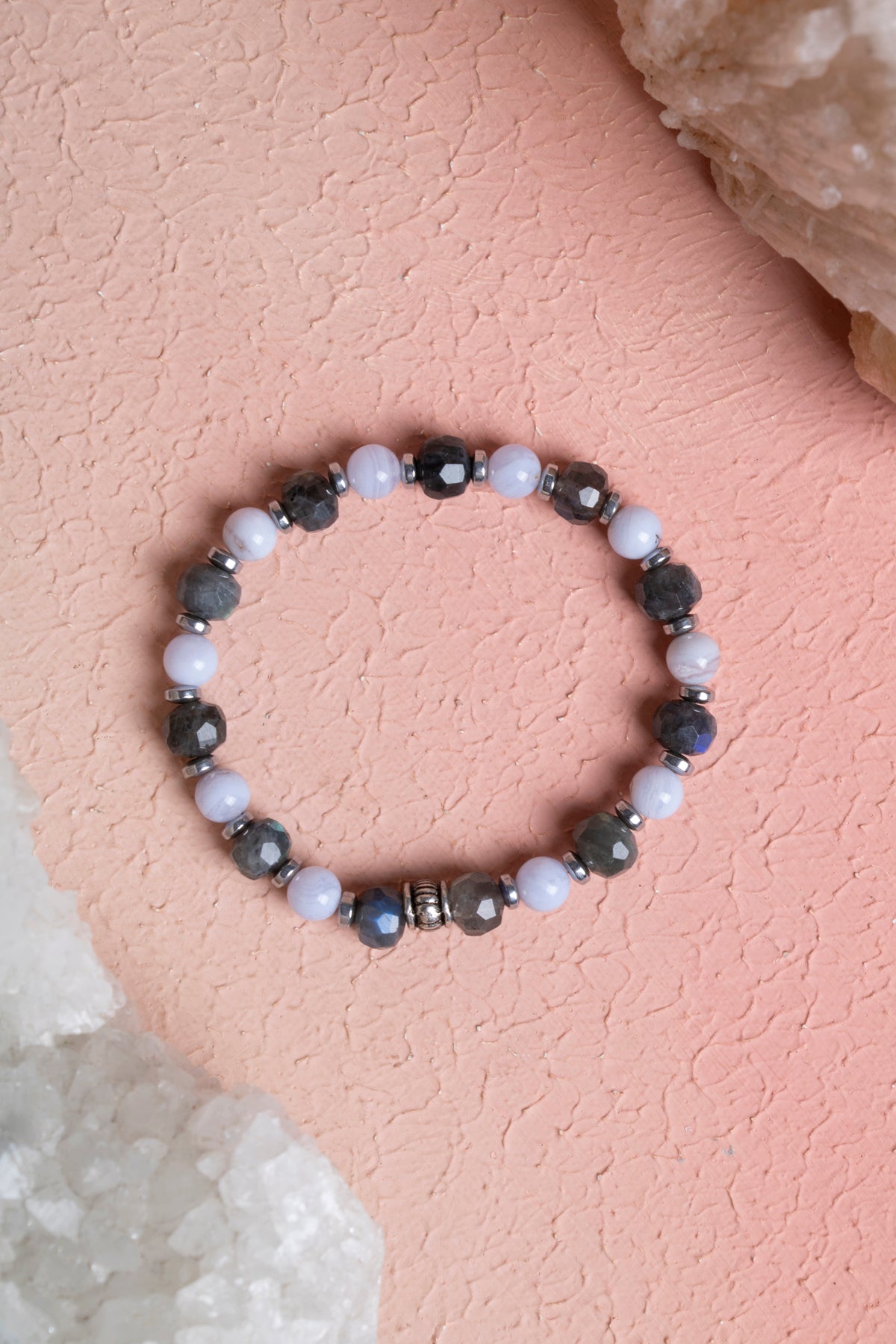 Laboratory Certified Labradorite & Chalcedony Natural Stone Bracelet
