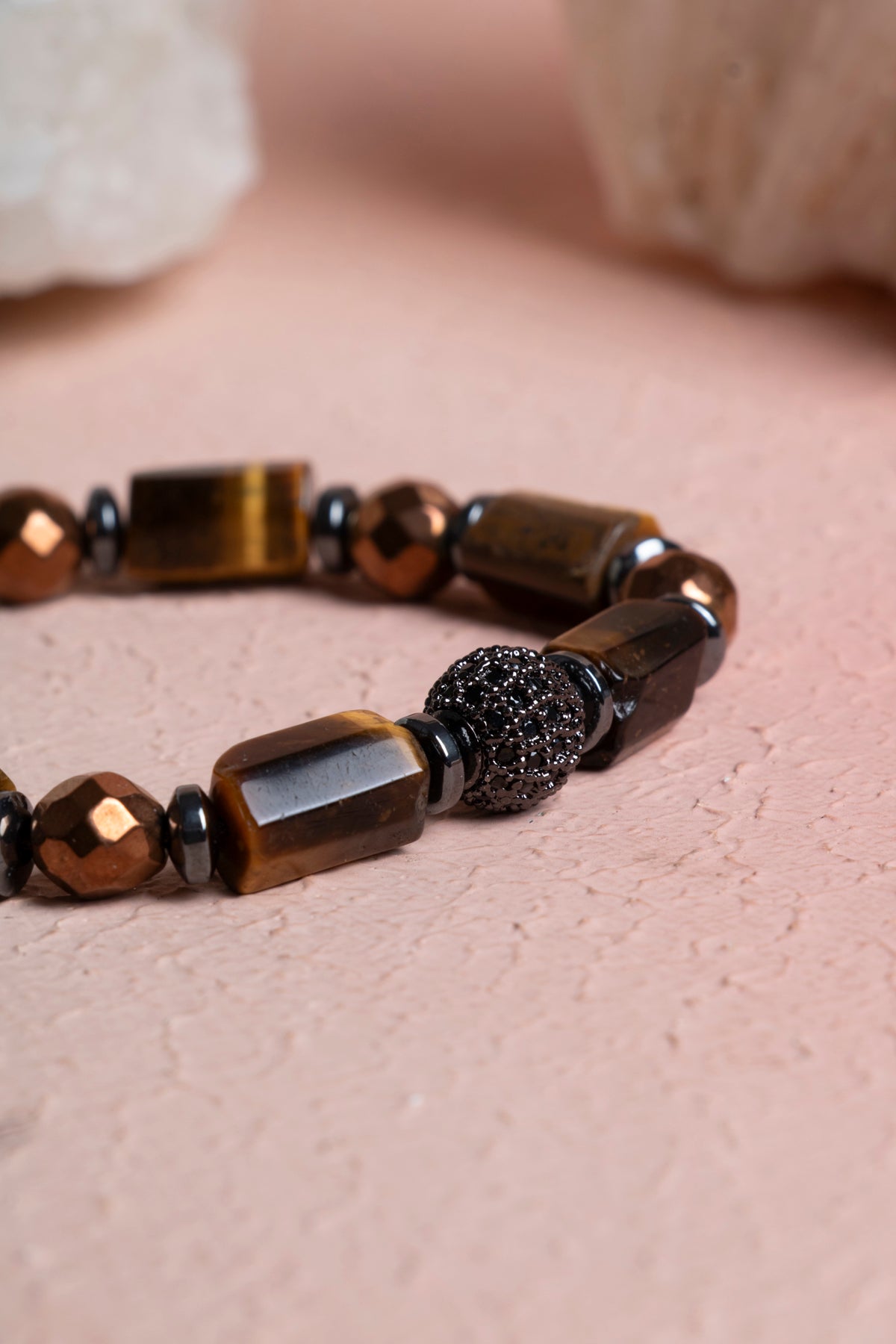 Laboratory Certified Tiger’s Eye & Hematite Natural Stone Bracelet