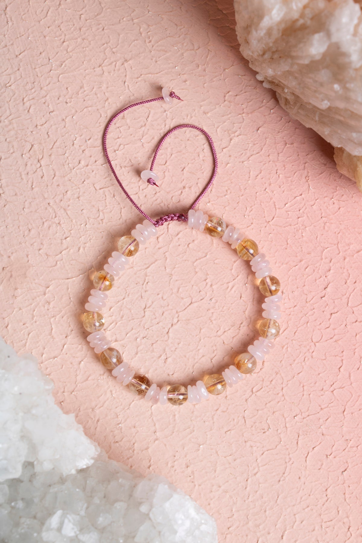 Laboratory Certified Citrine & Rose Quartz Natural Stone Bracelet