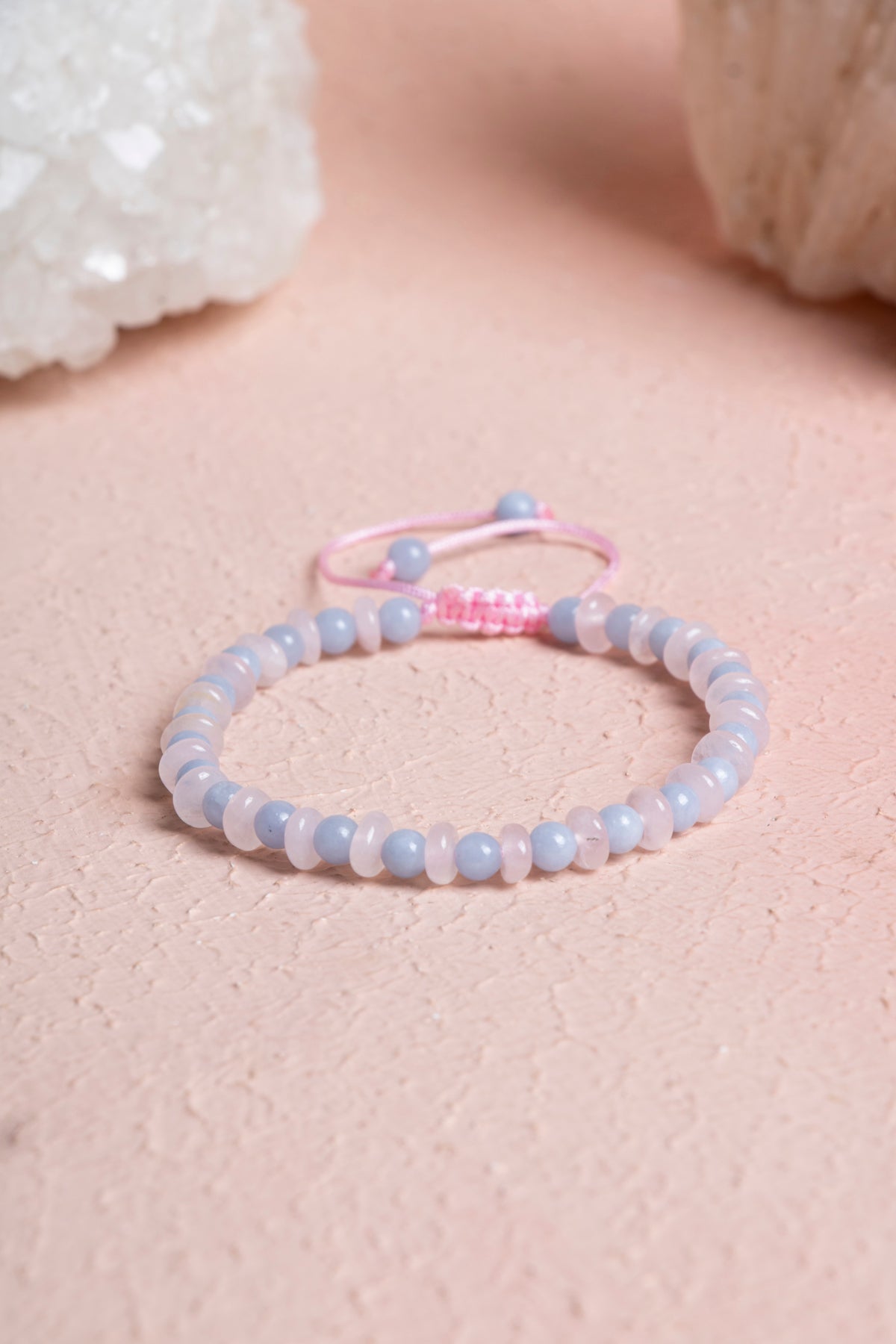 Laboratory Certified Aquamarine & Rose Quartz Natural Stone Bracelet