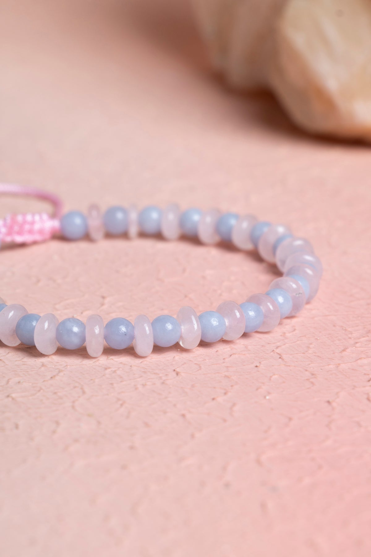 Laboratory Certified Aquamarine & Rose Quartz Natural Stone Bracelet