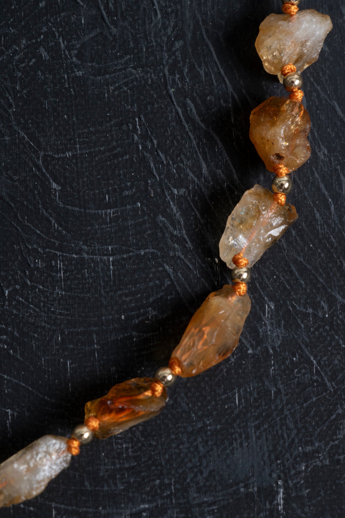 Laboratory Certified Citrine & Hematite Natural Stone Necklace