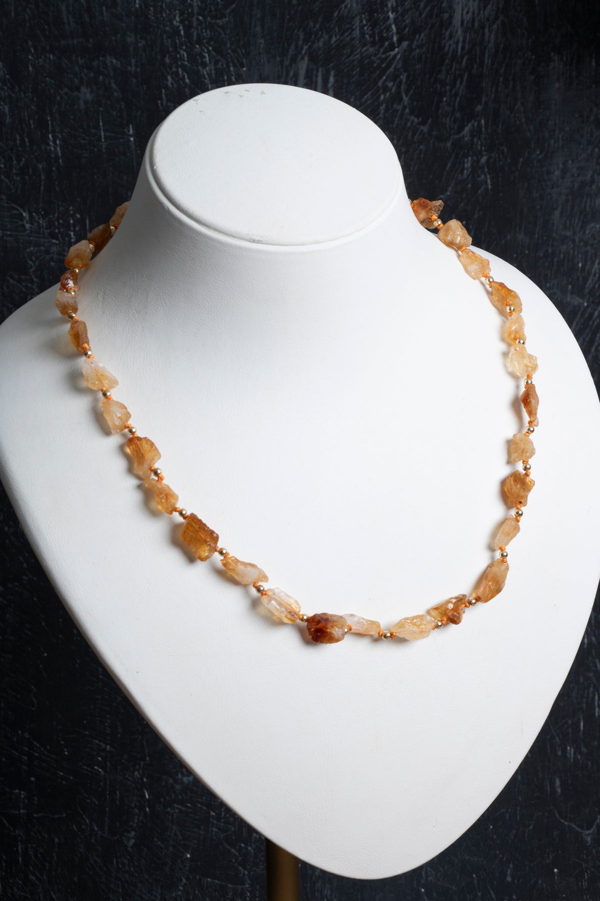 Laboratory Certified Citrine & Hematite Natural Stone Necklace