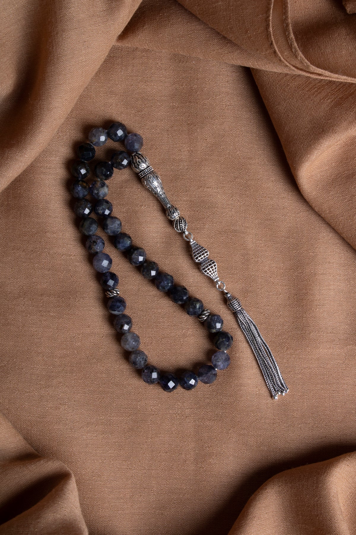 Laboratory Certified Dumortierite Natural Stone Prayer Beads 33 Beads – 8 mm