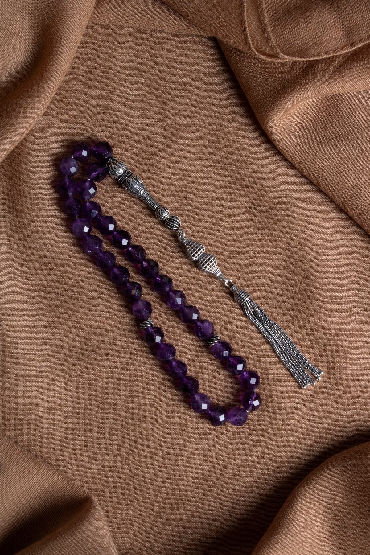 Laboratory Certified Amethyst Natural Stone Prayer Beads 33 Beads – 8 mm