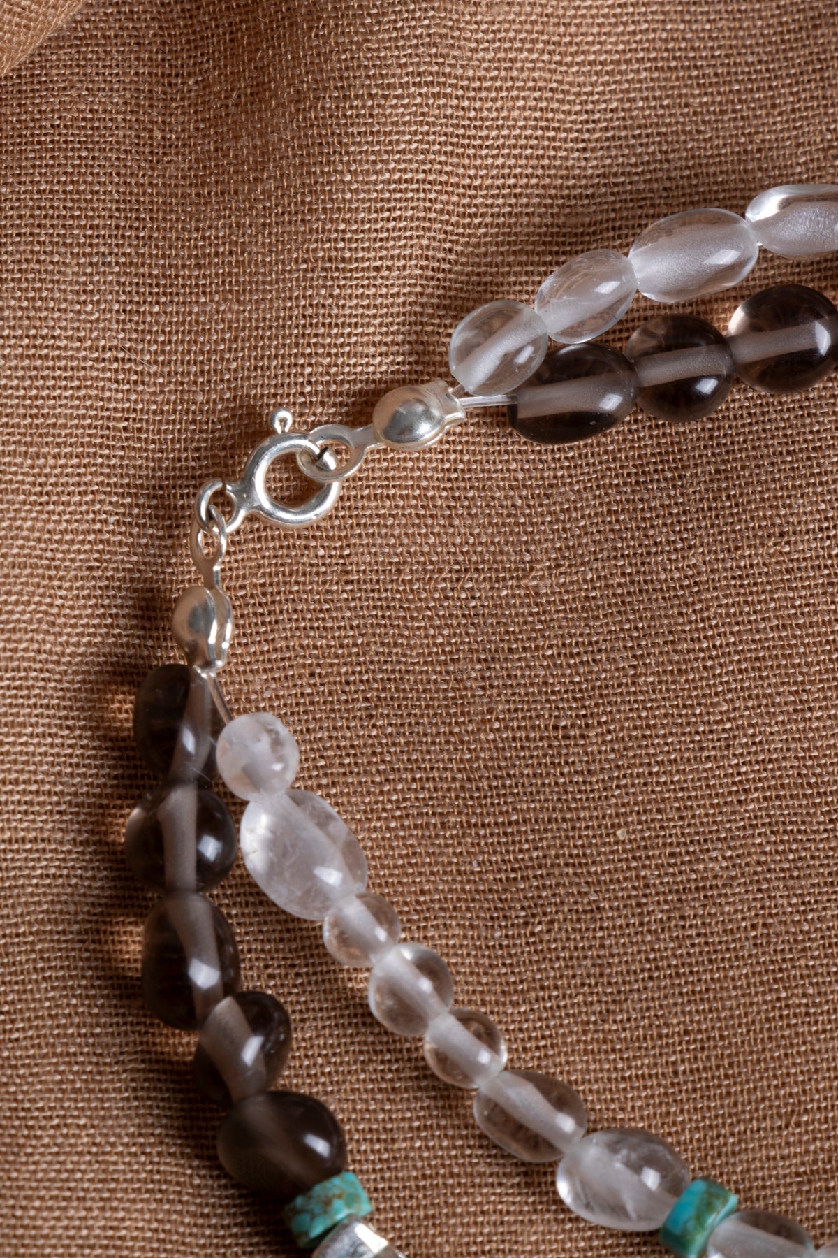 Laboratory Certified Moonstone, Smoky Quartz & Turquoise 925 Sterling Silver Bracelet