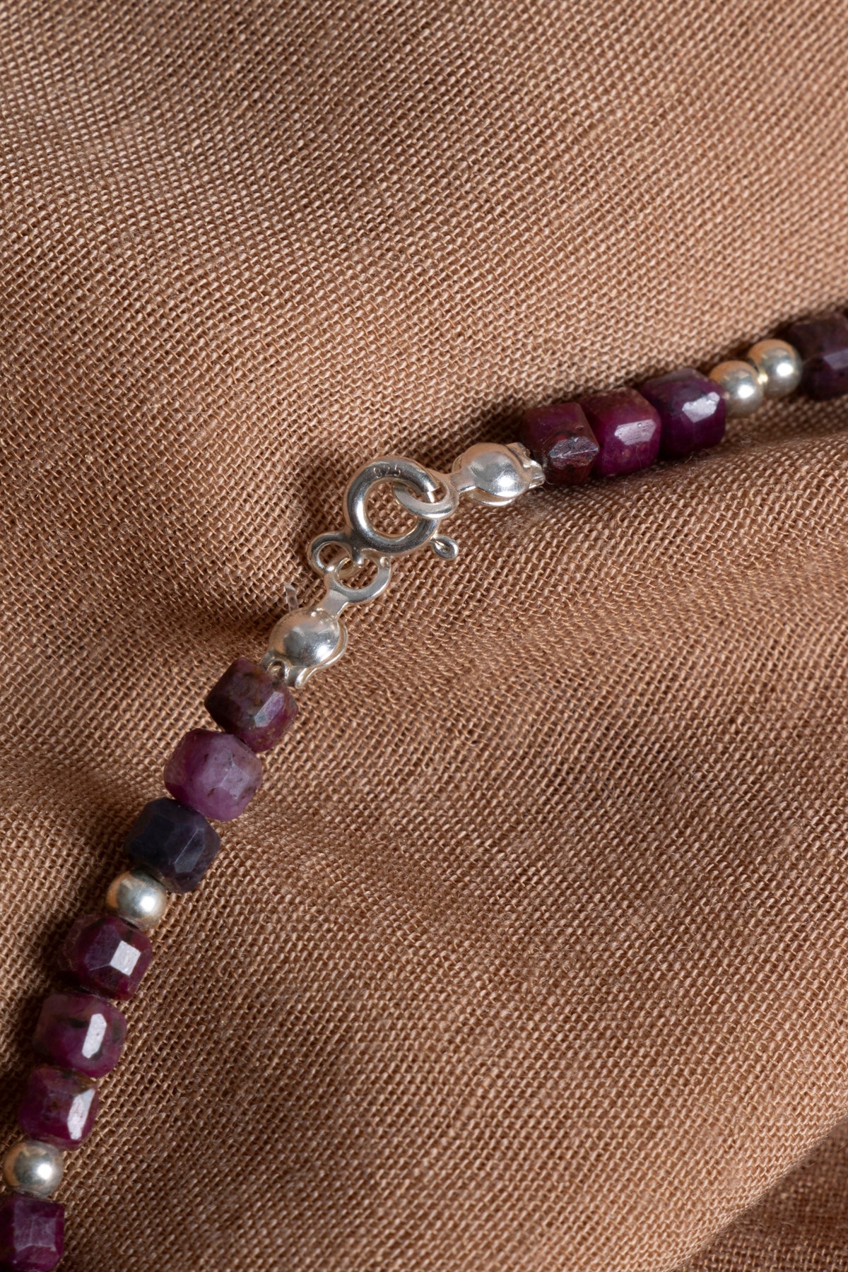 Laboratory Certified Moonstone & Ruby Natural Stone 925 Sterling Silver Necklace