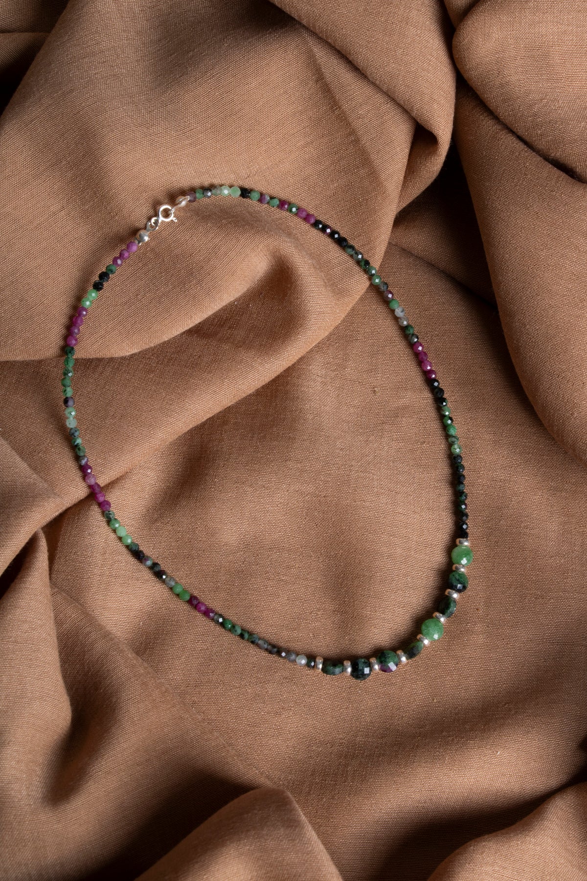 Laboratory Certified Anyolite Natural Stone 925 Sterling Silver Necklace