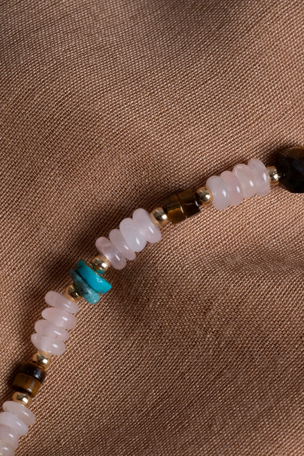Laboratory Certified Tiger’s Eye, Rose Quartz & Turquoise 925 Sterling Silver Necklace