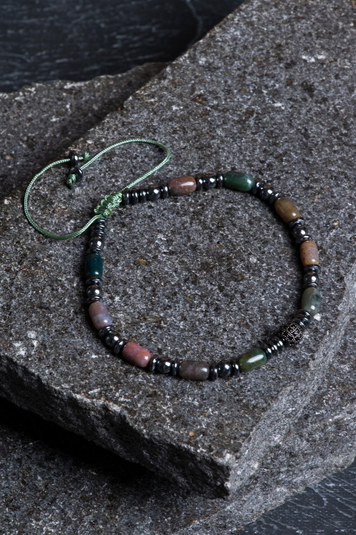 Laboratory Certified Agate & Hematite Natural Stone Bracelet