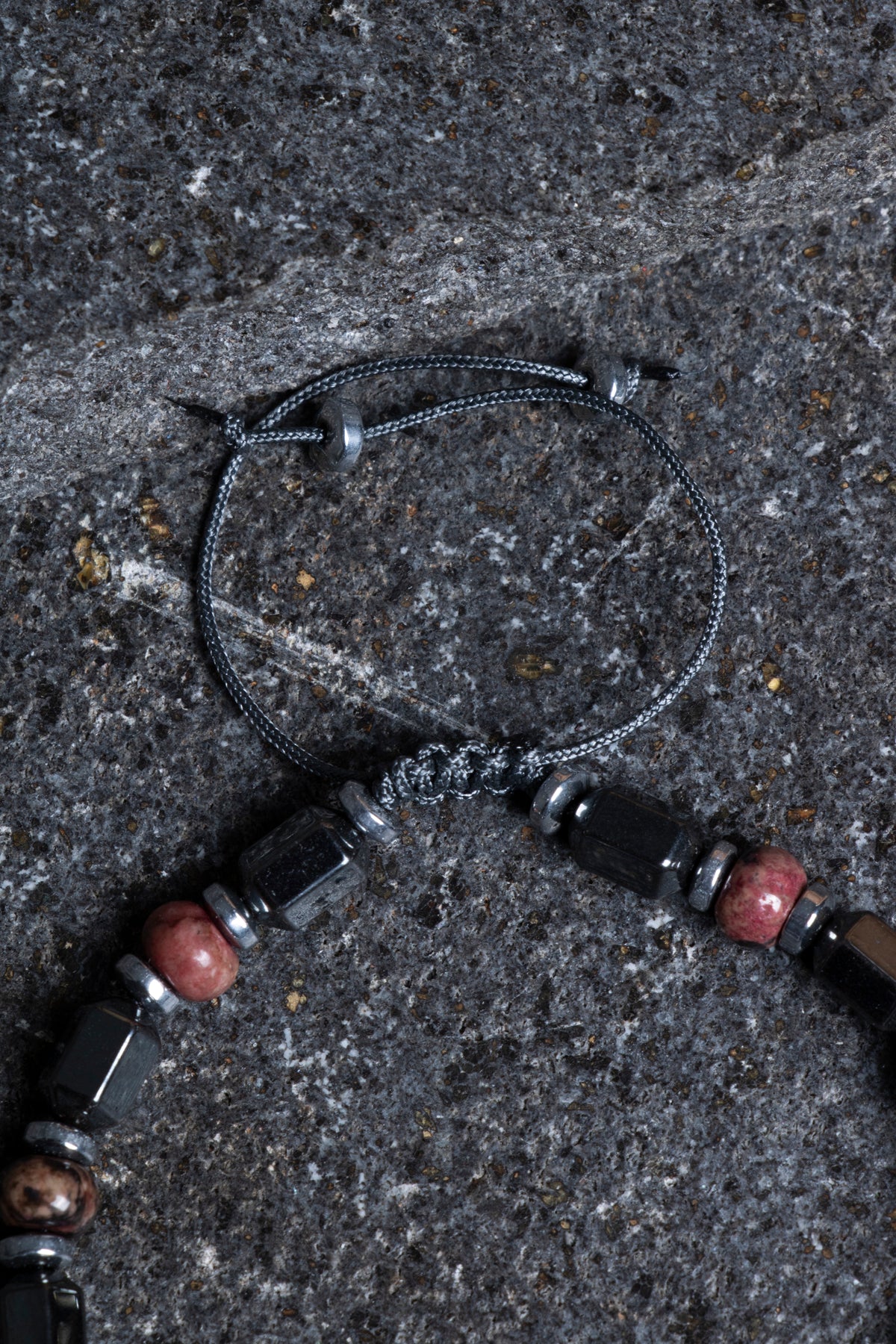 Laboratory Certified Rhodonite & Hematite 925 Sterling Silver Bracelet