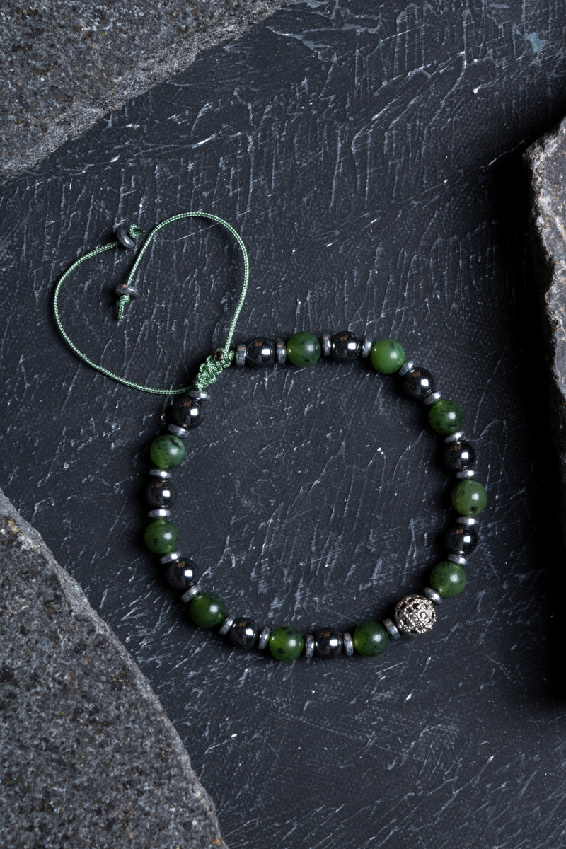 Laboratory Certified Anyolite & Hematite Natural Stone Bracelet