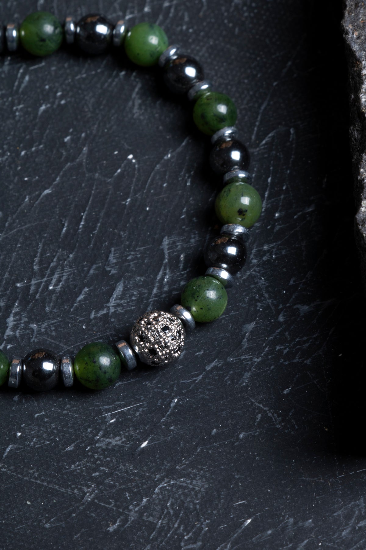 Laboratory Certified Anyolite & Hematite Natural Stone Bracelet