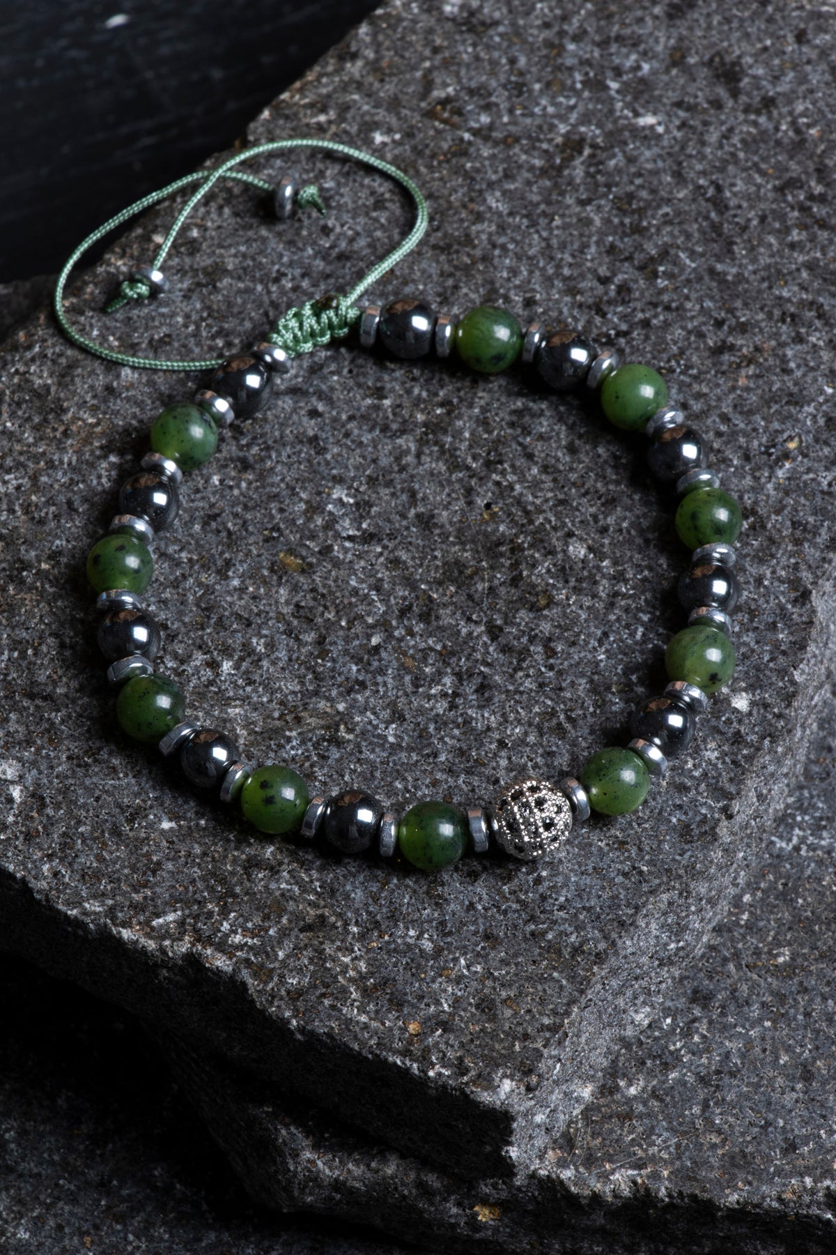 Laboratory Certified Anyolite & Hematite Natural Stone Bracelet