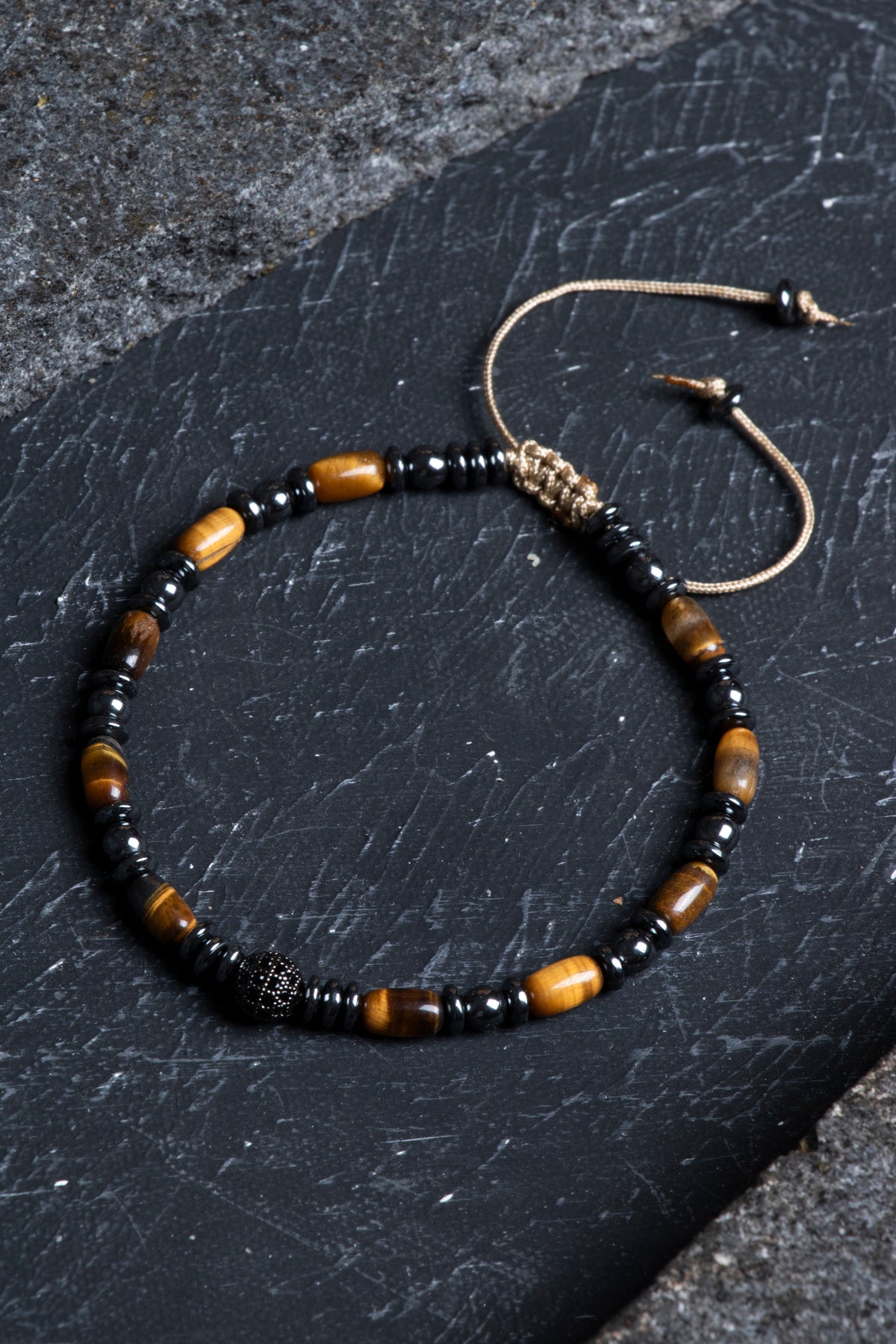 Laboratory Certified Tiger’s Eye & Hematite Natural Stone Bracelet