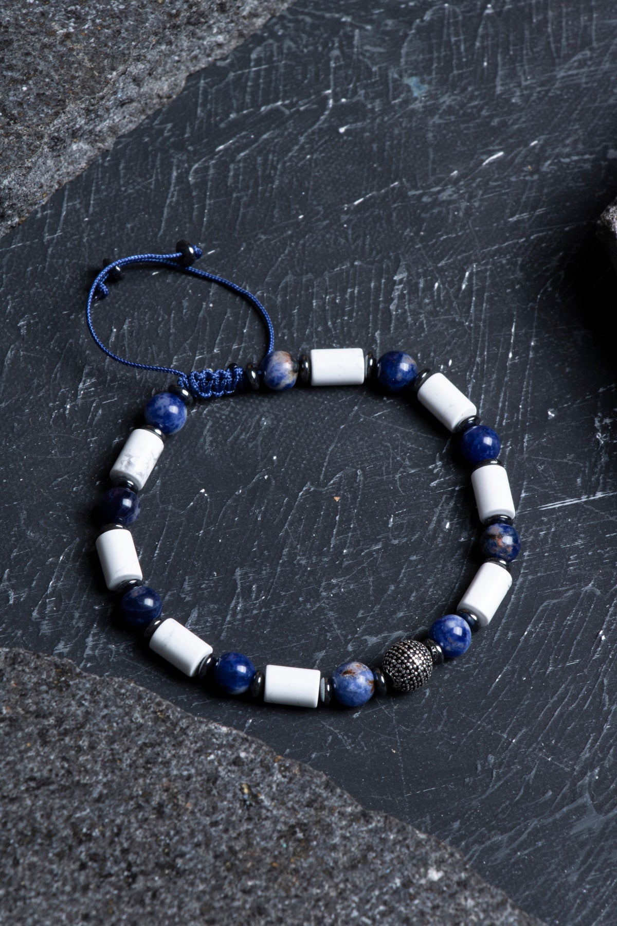 Laboratory Certified Howlite & Sodalite Natural Stone Bracelet