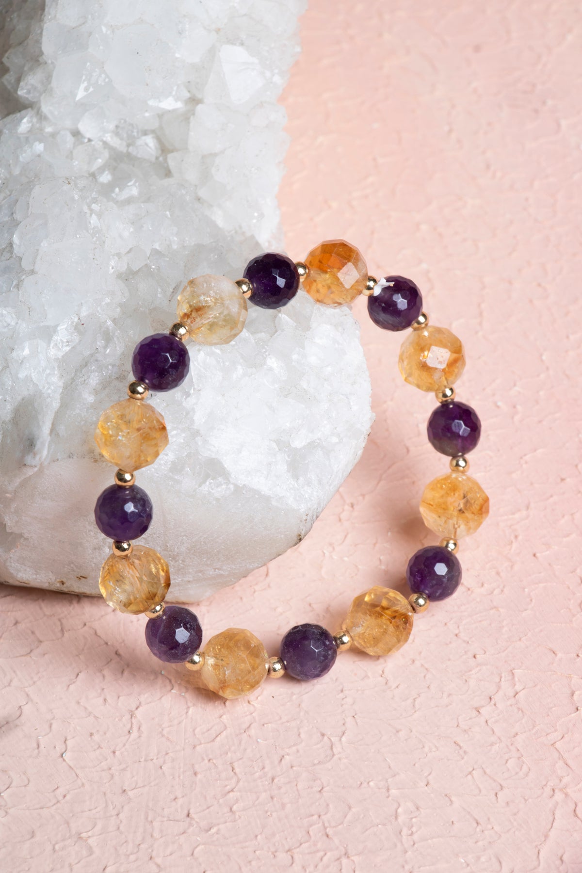 Laboratory Certified Citrine & Amethyst Natural Stone Bracelet