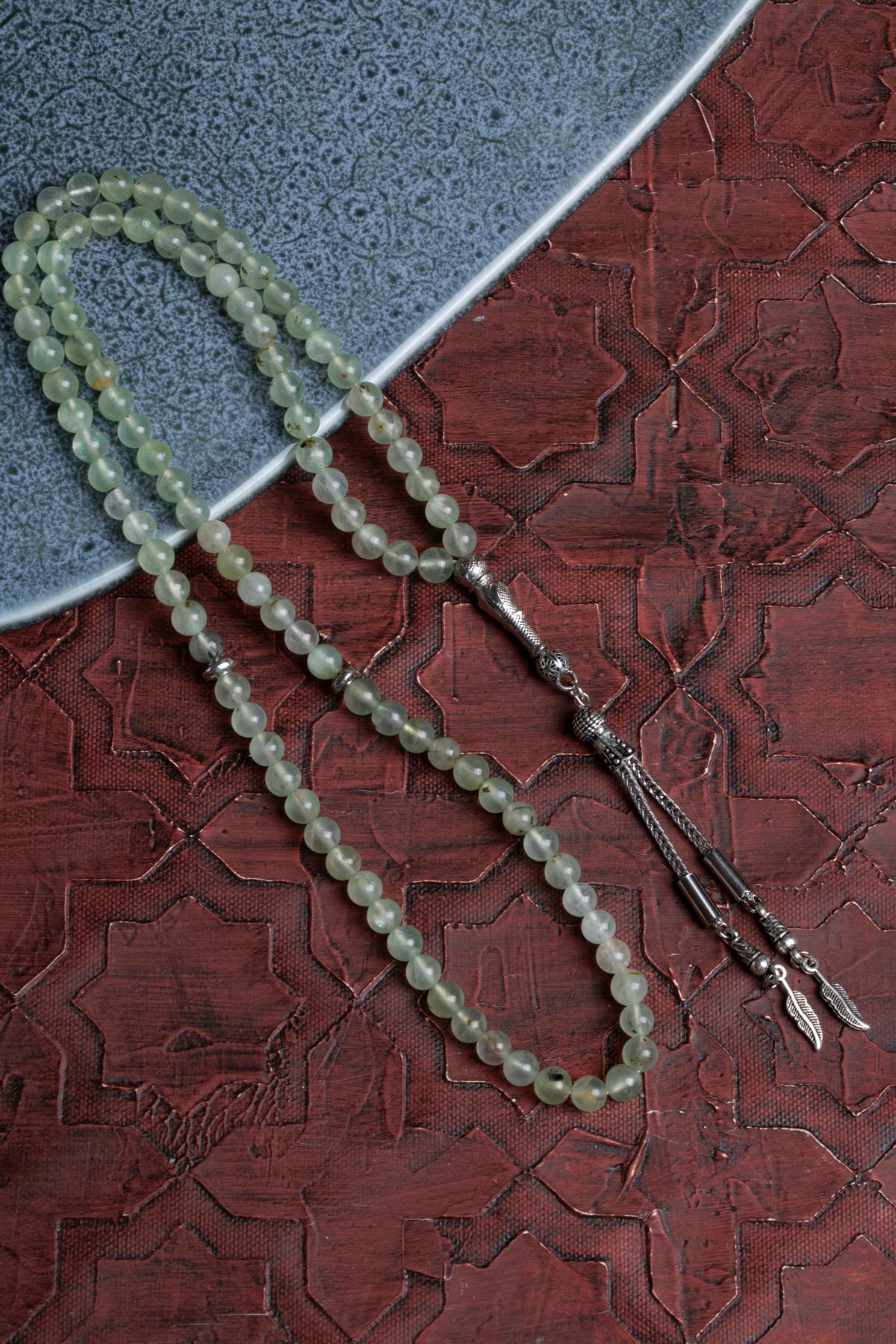 Laboratory Certified Prehnite Natural Stone Prayer Beads 99 Beads – 6 mm