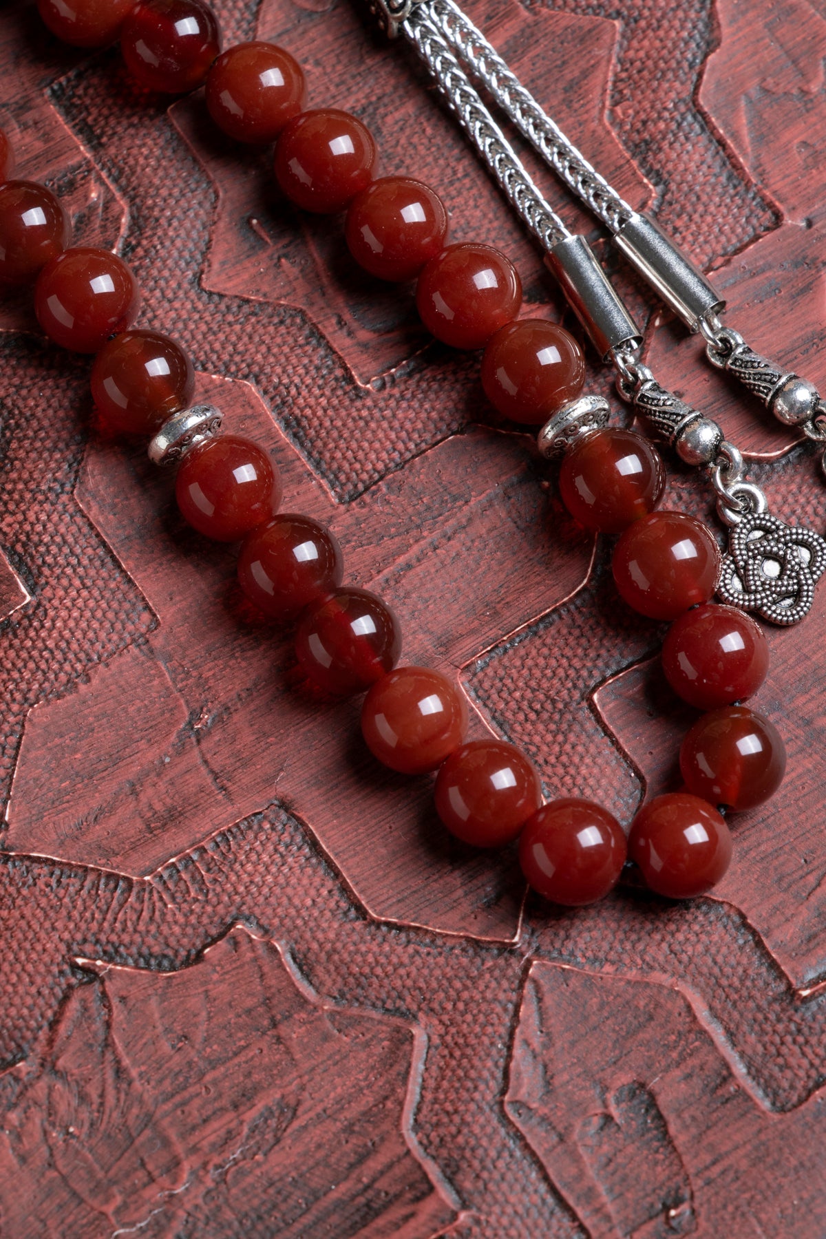 Laboratory Certified Red Agate Natural Stone Prayer Beads 33 Beads – 8 mm