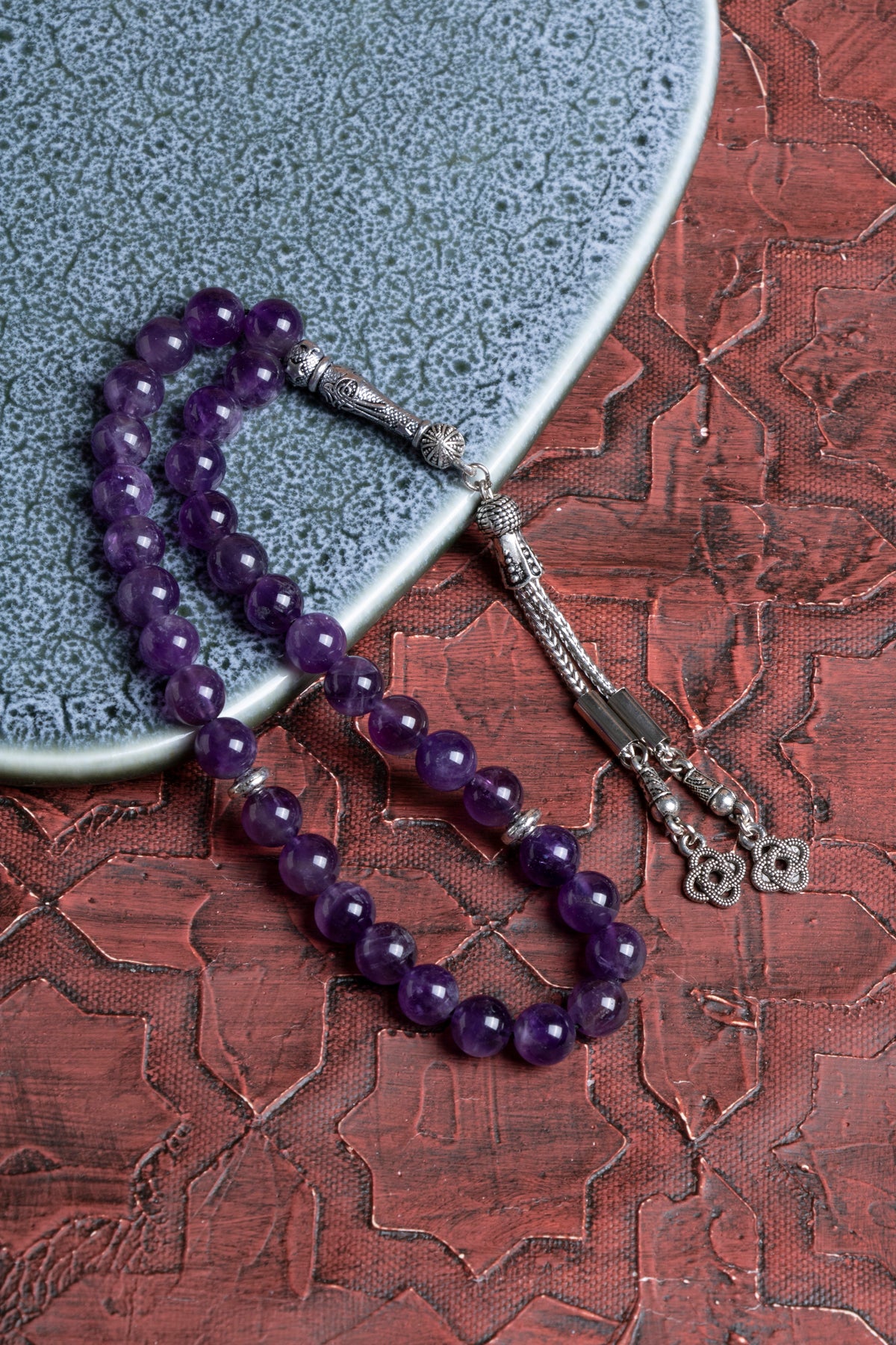 Laboratory Certified Amethyst Natural Stone Prayer Beads 33 Beads – 8 mm