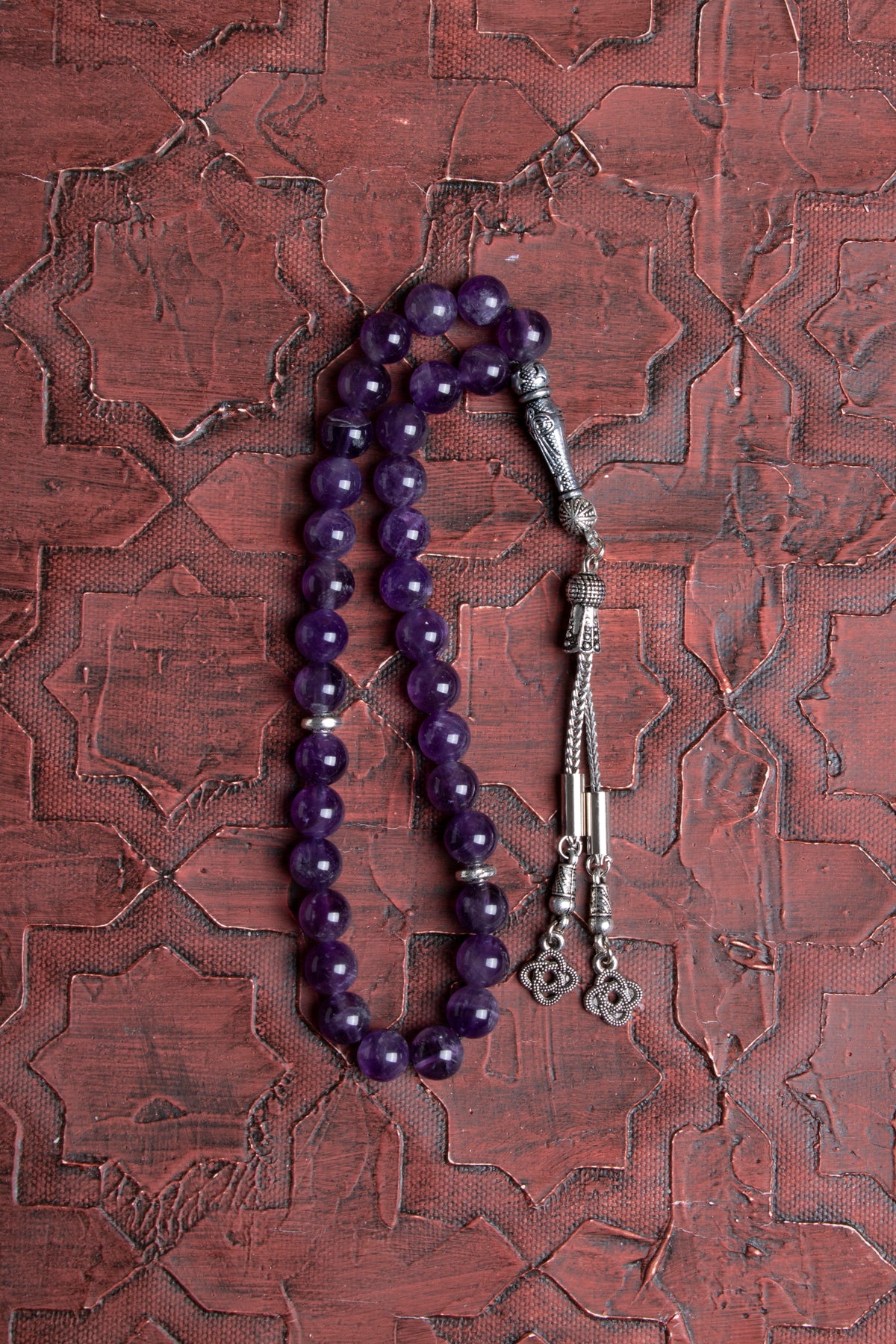 Laboratory Certified Amethyst Natural Stone Prayer Beads 33 Beads – 8 mm