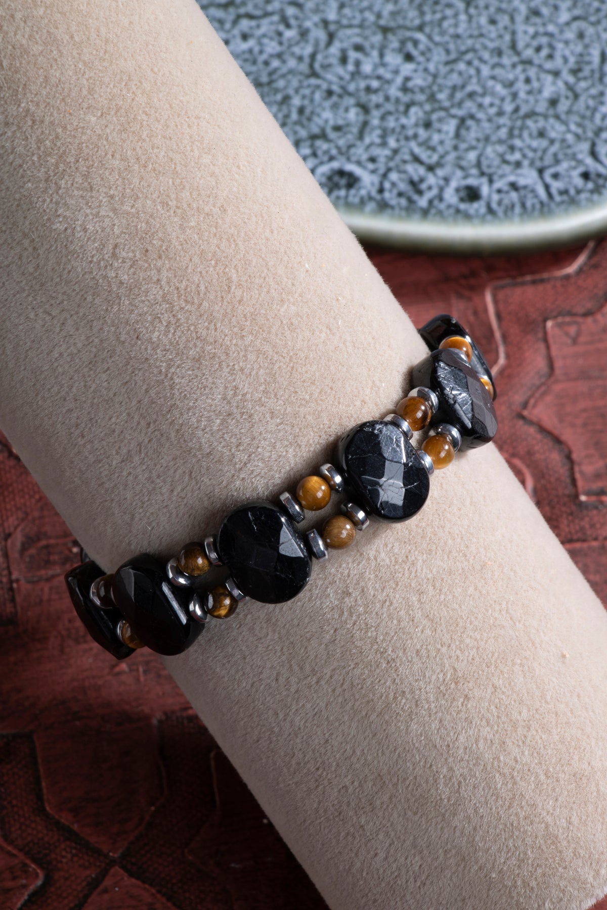 Laboratory Certified Tourmaline, Tiger’s Eye & Hematite Natural Stone Bracelet