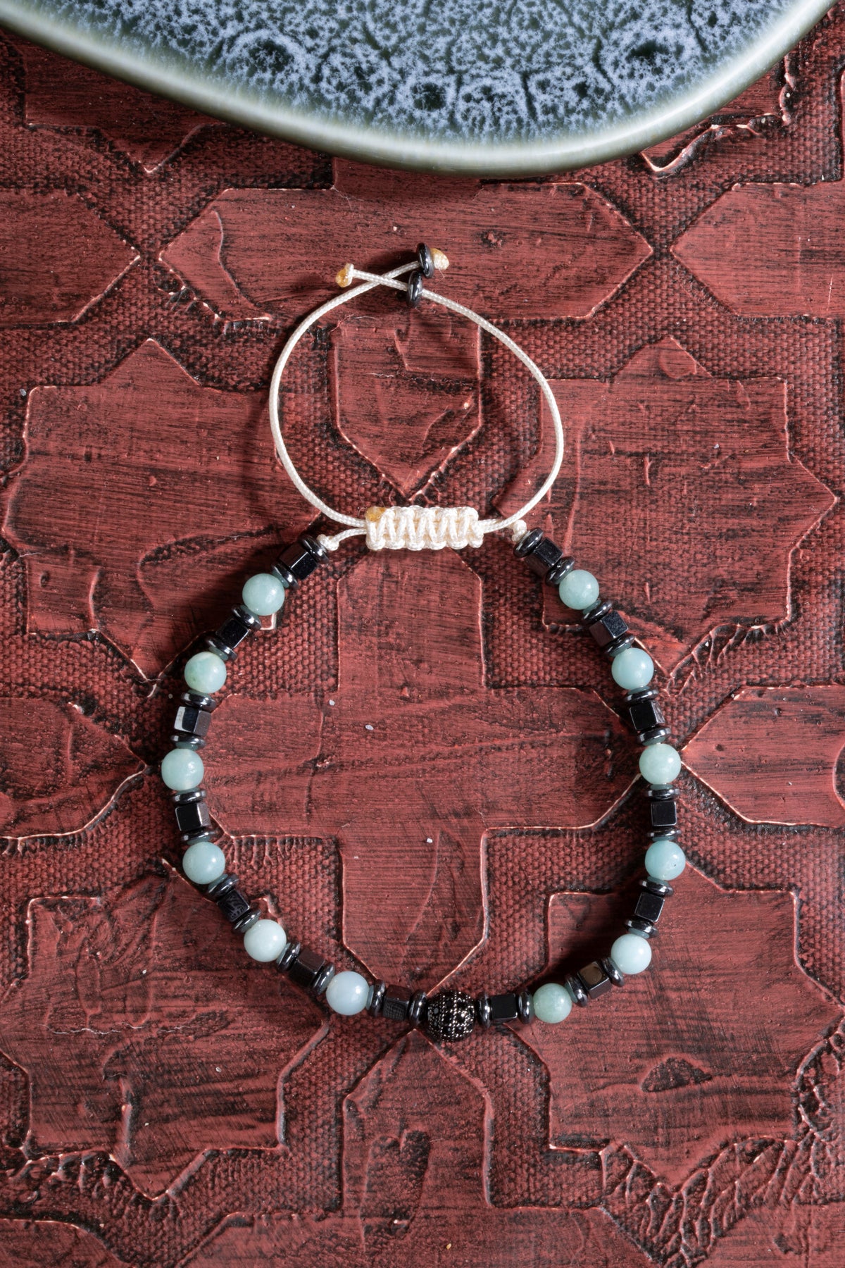 Laboratory Certified Aquamarine & Hematite Natural Stone Bracelet