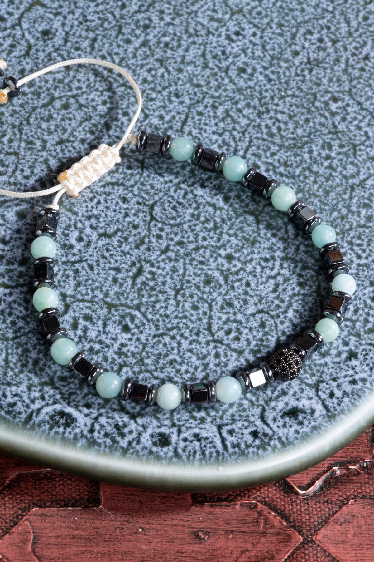 Laboratory Certified Aquamarine & Hematite Natural Stone Bracelet