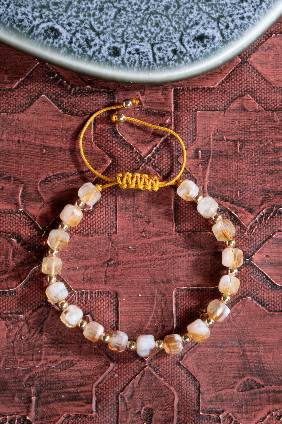 Laboratory Certified Citrine & Hematite Natural Stone Bracelet