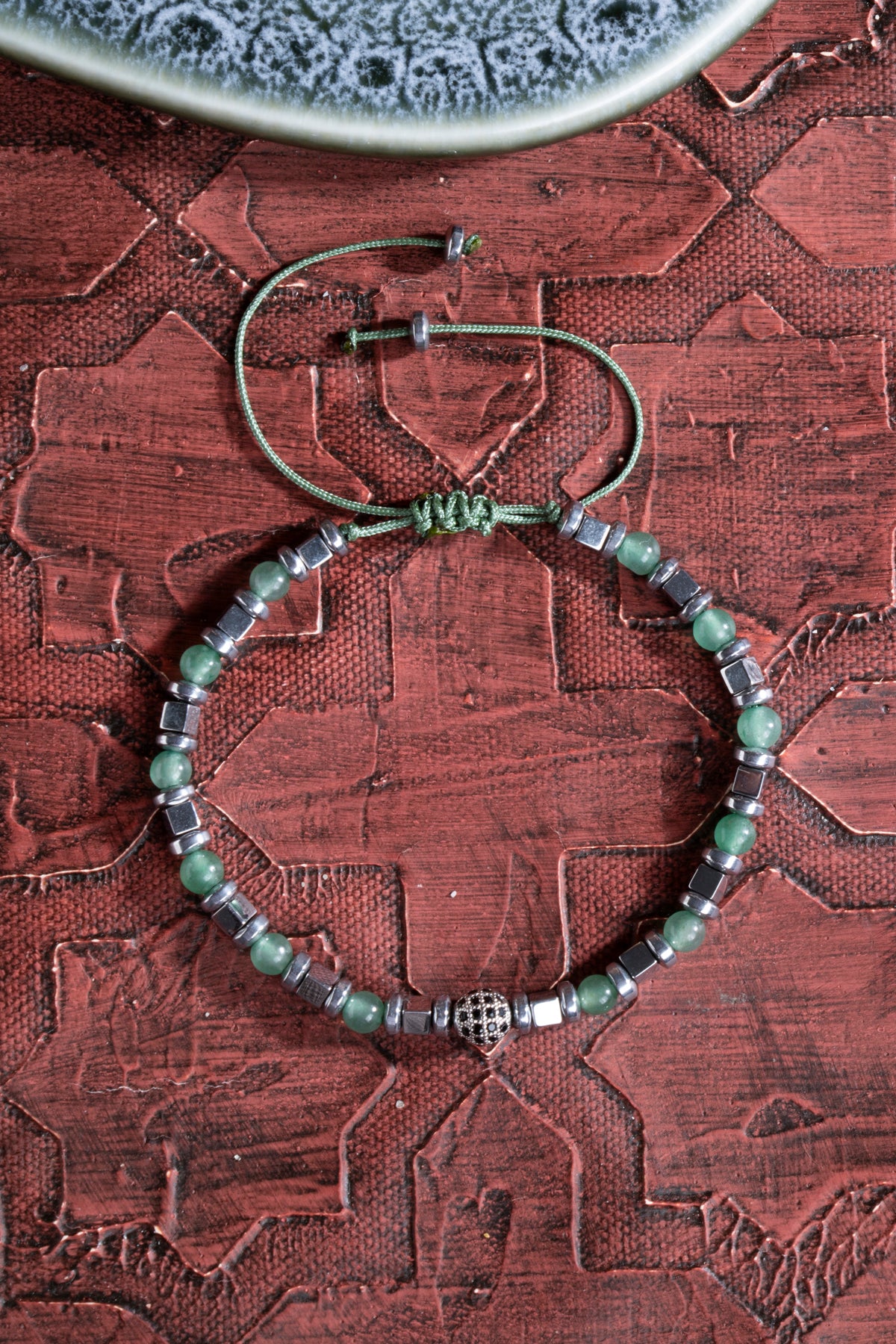 Laboratory Certified Fluorite & Hematite Natural Stone Bracelet