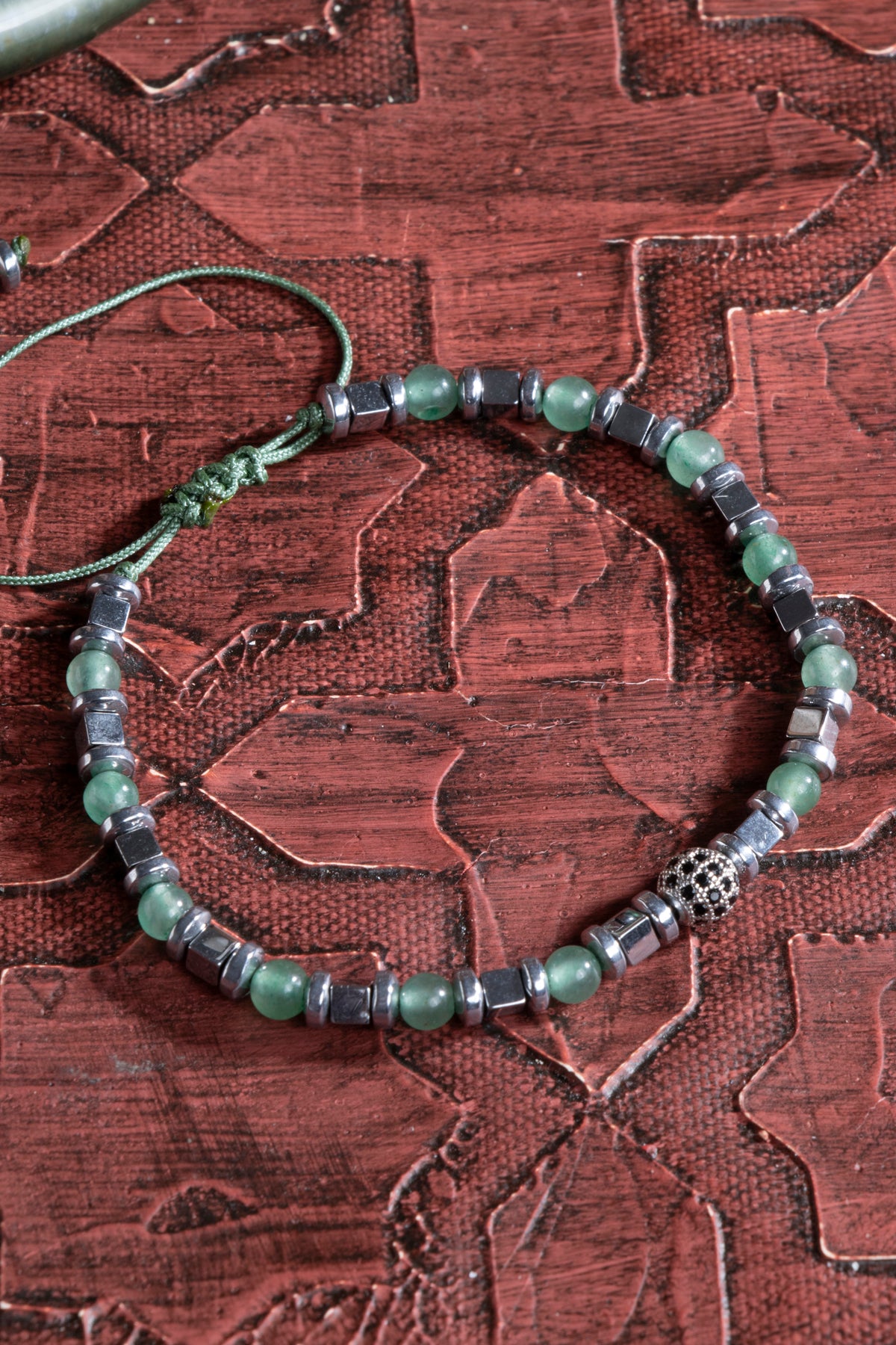Laboratory Certified Fluorite & Hematite Natural Stone Bracelet