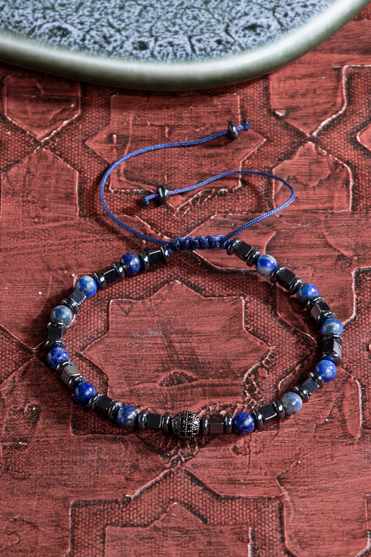 Laboratory Certified Lapis Lazuli & Hematite Natural Stone Bracelet
