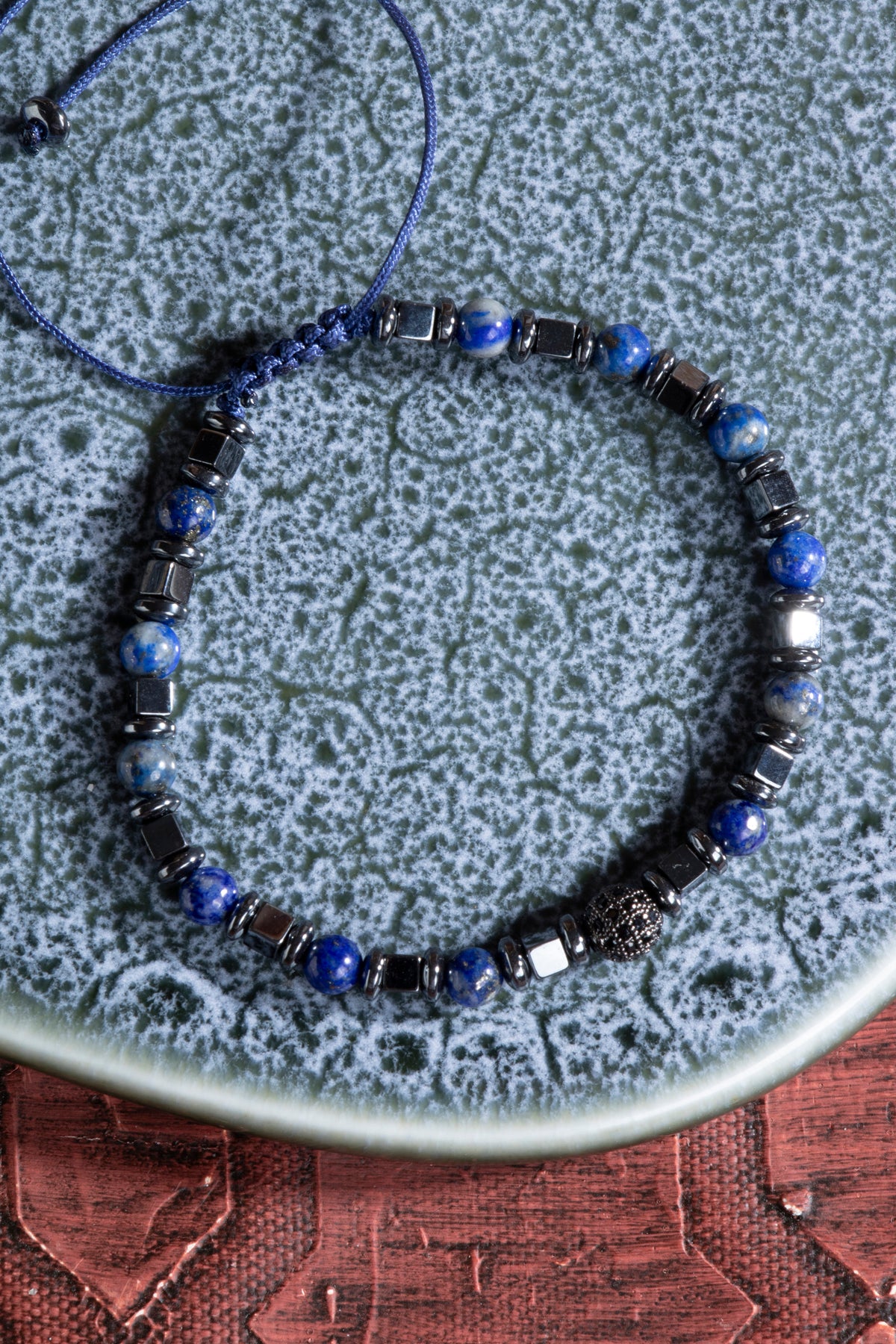 Laboratory Certified Lapis Lazuli & Hematite Natural Stone Bracelet