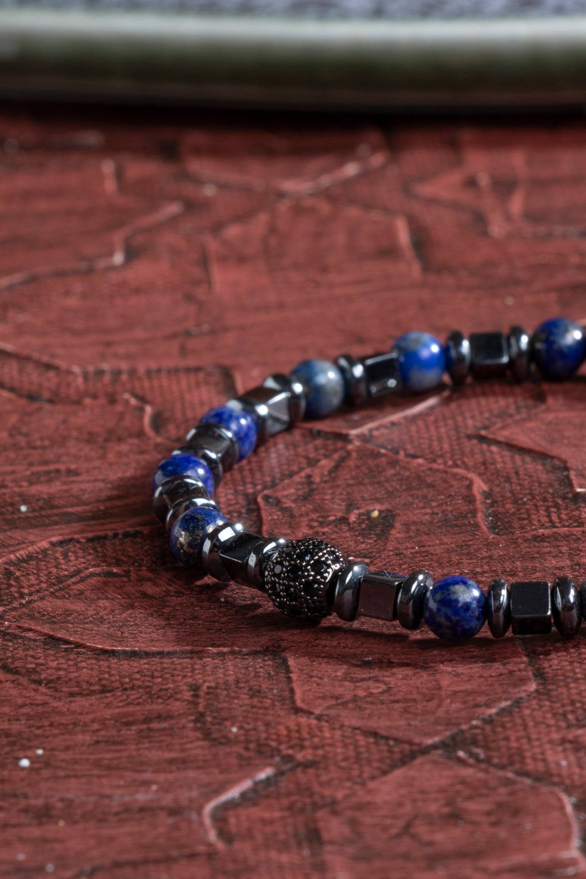 Laboratory Certified Lapis Lazuli & Hematite Natural Stone Bracelet