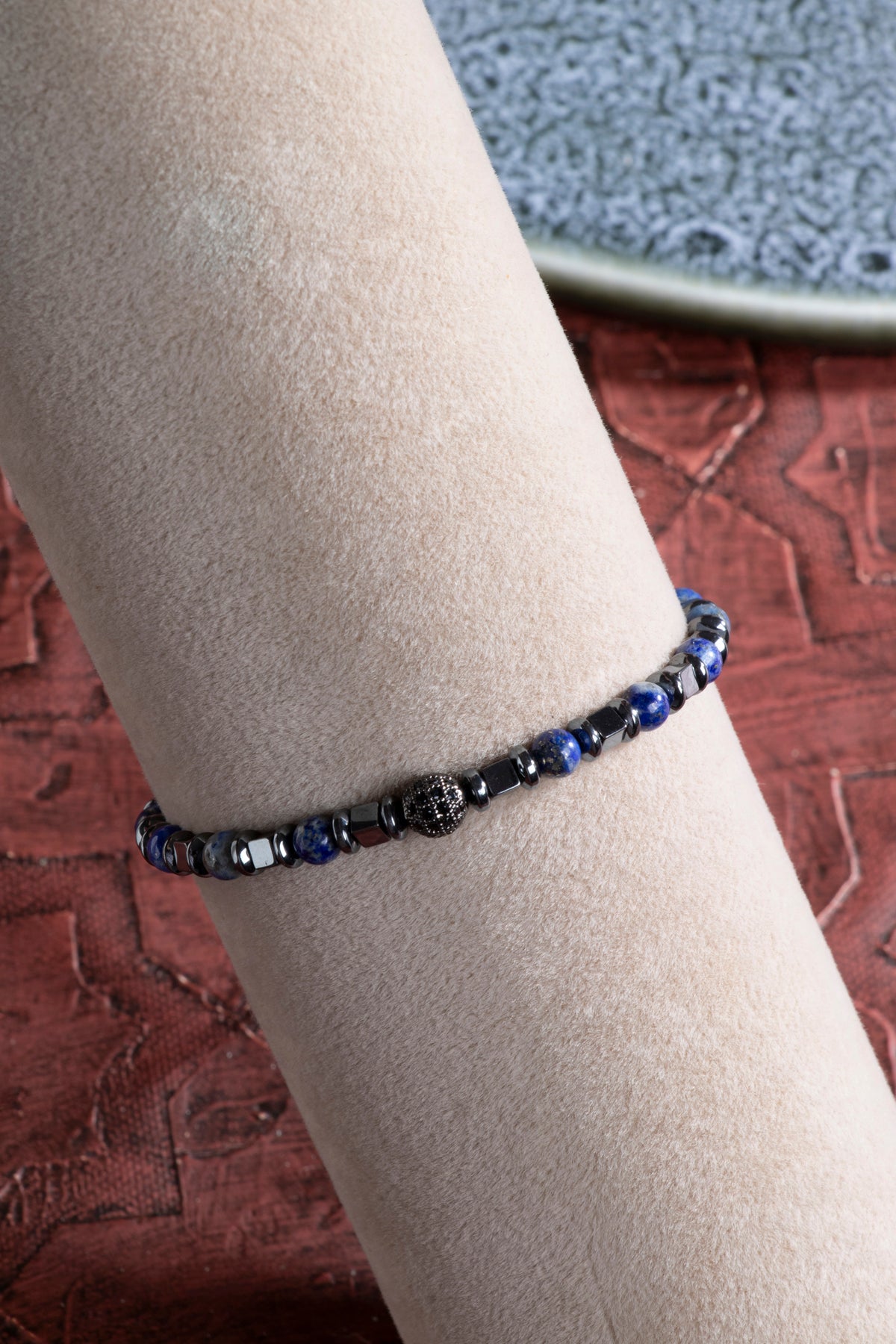 Laboratory Certified Lapis Lazuli & Hematite Natural Stone Bracelet