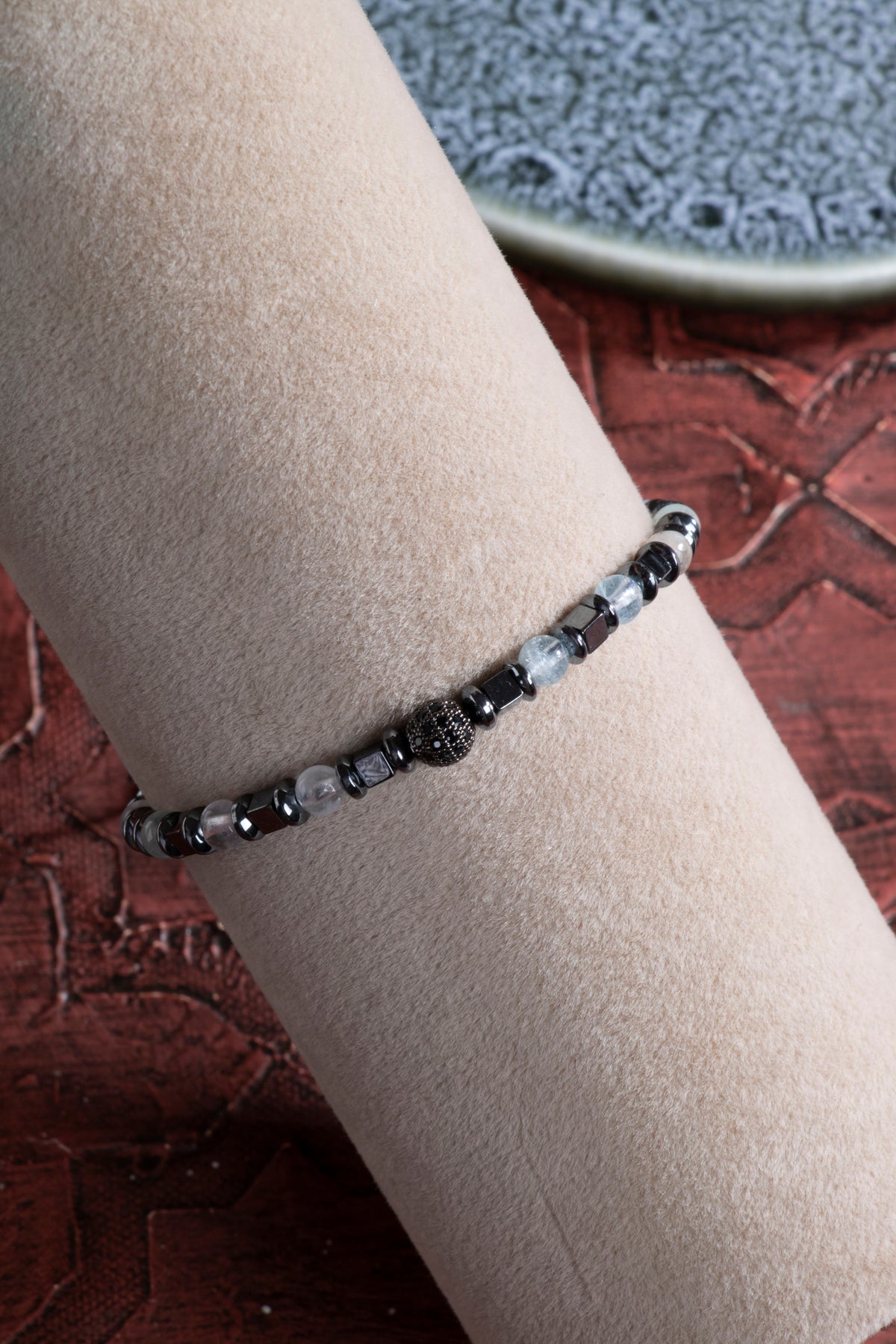 Laboratory Certified Crystal Quartz & Hematite Natural Stone Bracelet