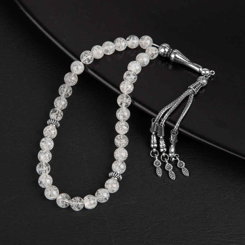 Laboratory Certified Rock Crystal Natural Gemstone Prayer Beads 33-Bead – 8mm