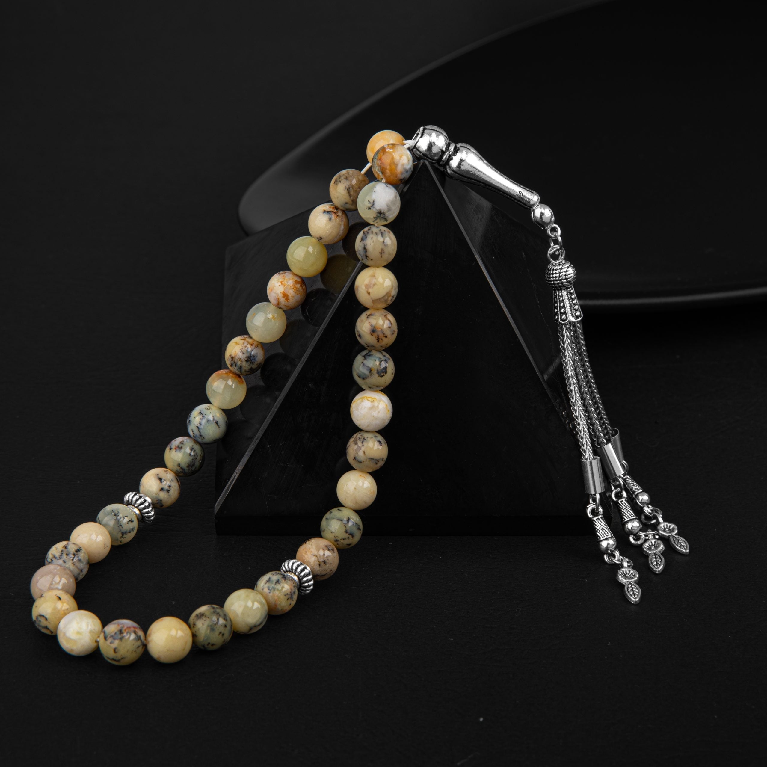 Opal Yellow Natural Gemstone Prayer Beads 33-Bead – 8mm Handcrafted
