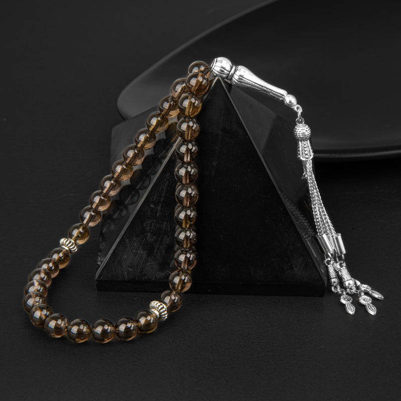 Laboratory Certified Smoky Quartz Natural Gemstone Prayer Beads 33-Bead – 8mm