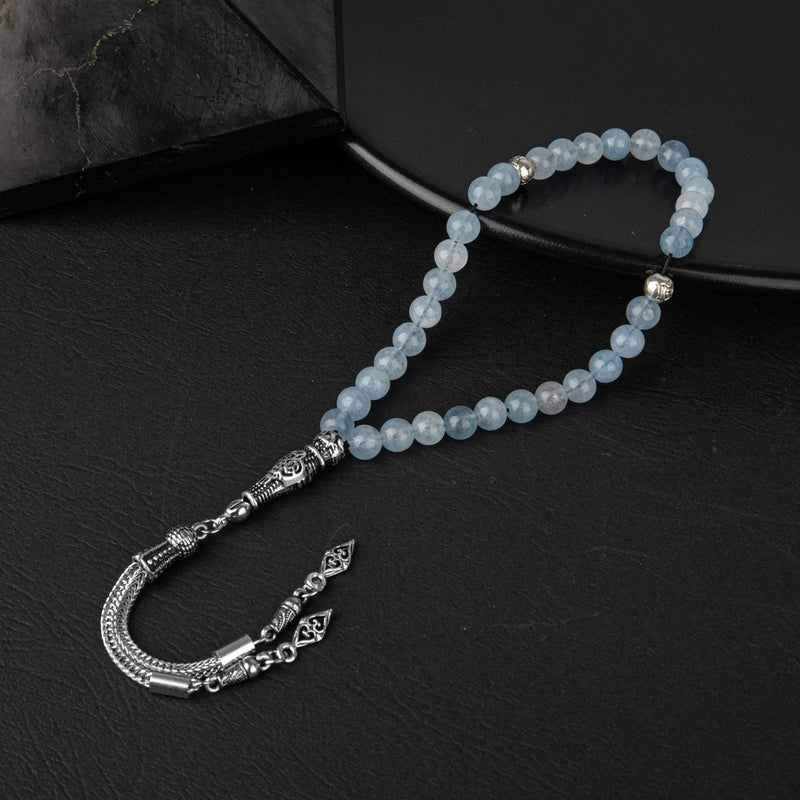 Laboratory Certified Aquamarine Natural Gemstone Prayer Beads 33-Bead – 6mm