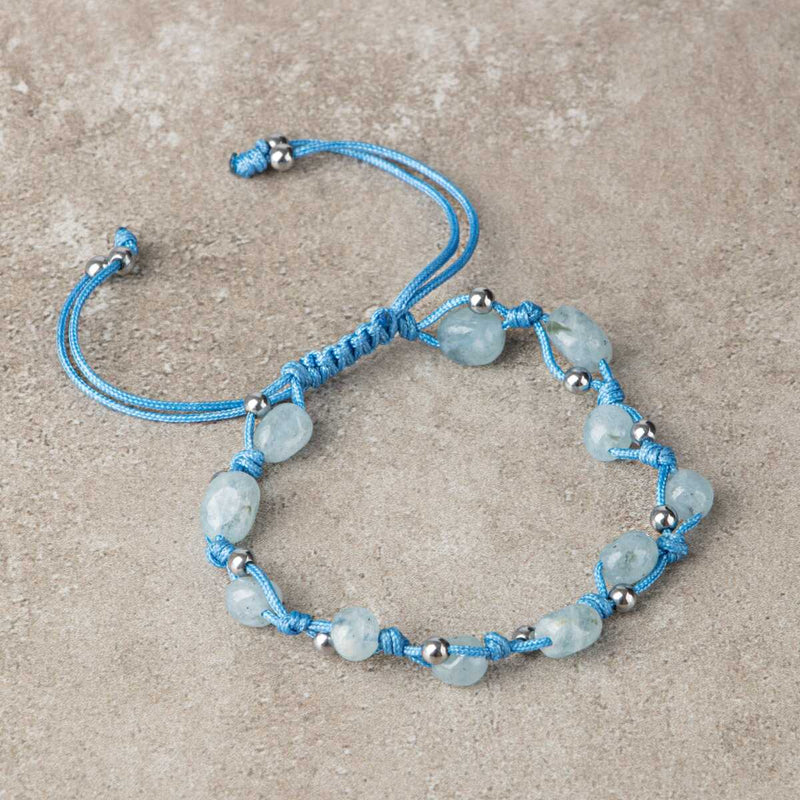 Laboratory Certified Aquamarine Natural Cut Natural Stone Bracelet