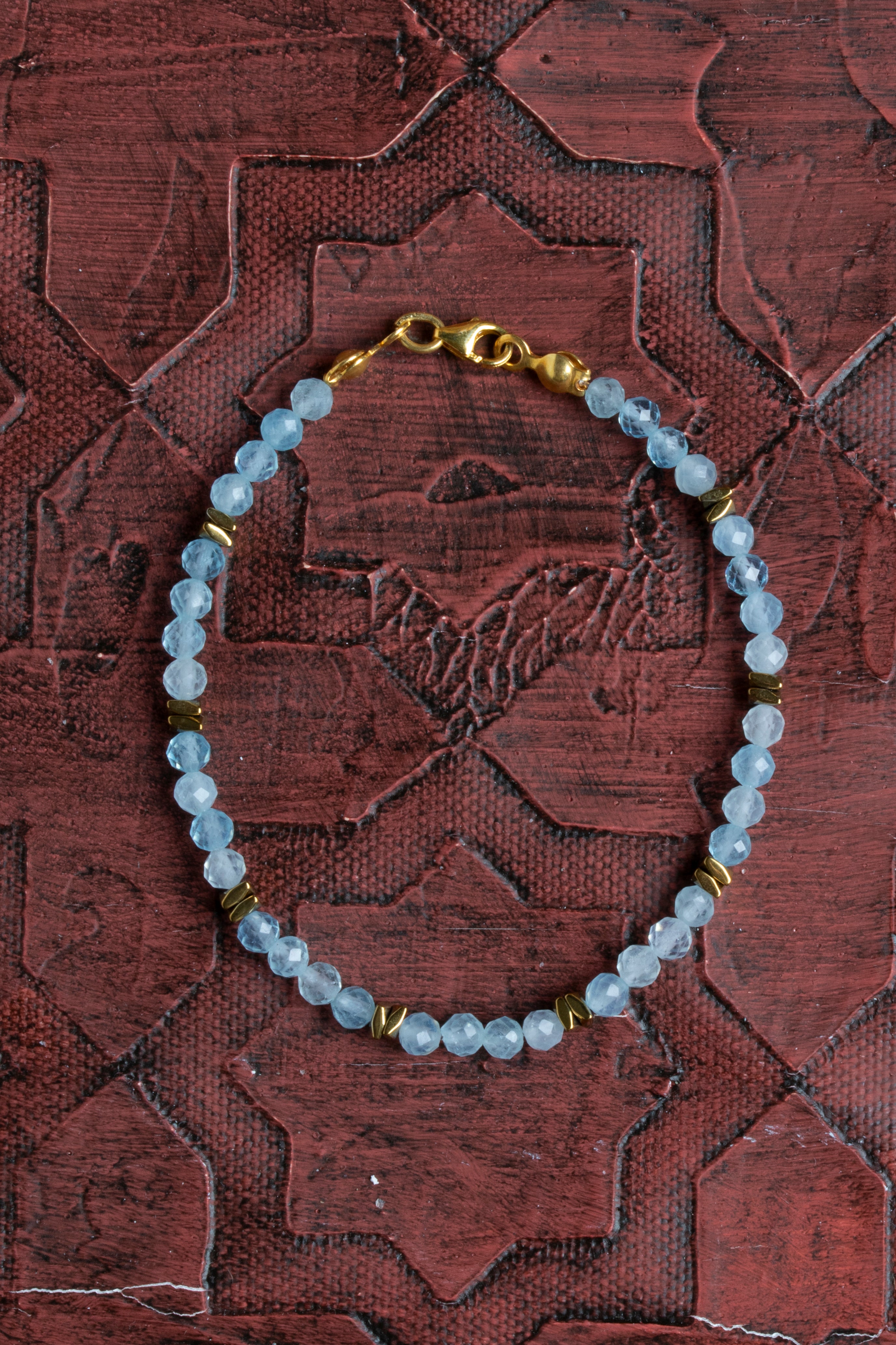 Laboratory Certified Aquamarine Natural Stone Bracelet 4 mm